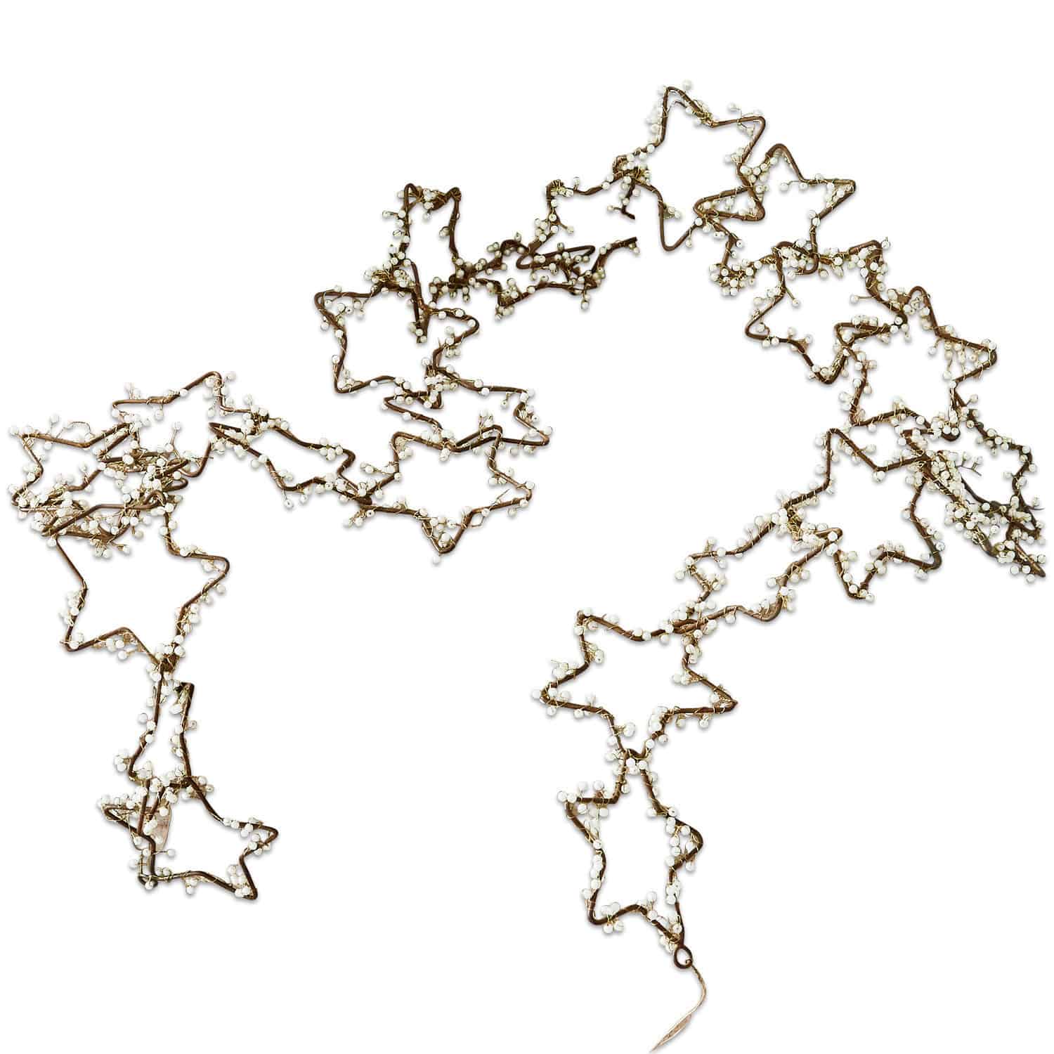 Guirlande Ariane Decoratieve slinger van metalen sterren met witte parels, kerstversiering in koperen kleur