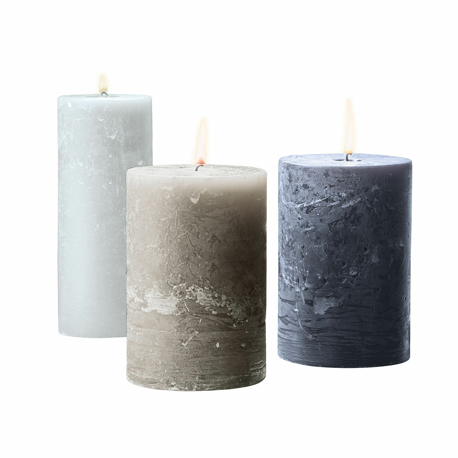 crème/grijs/taupe Set van 3 Salis kaarsen van natuurlijke was in crème, grijs en taupe voor sfeervolle decoratie