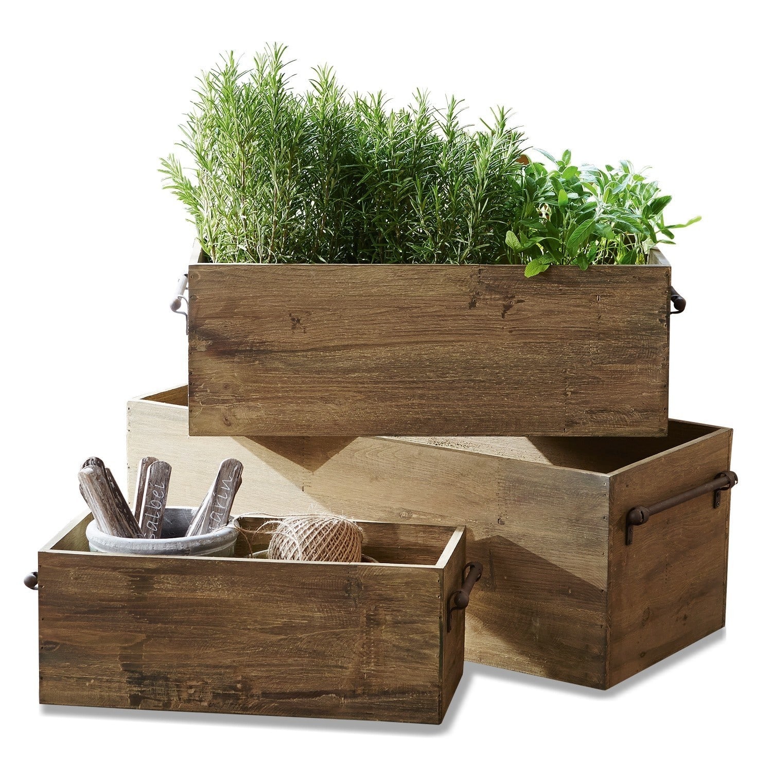 Houten kist set van 3 Mell