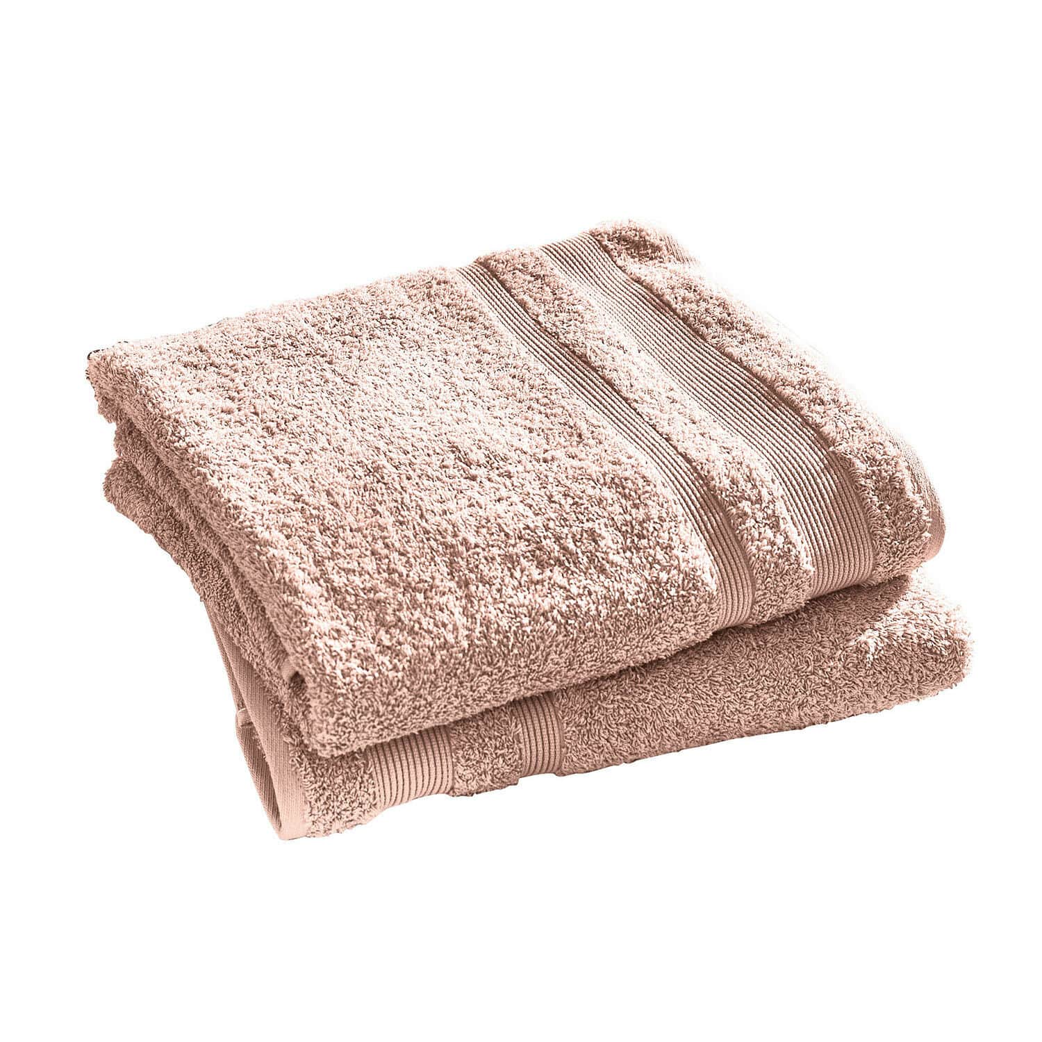 Douchelaken set van 2 Bourogne Zachte roze katoenen handdoek met decoratieve strepen, ideaal voor badkamer en dagelijks gebruik