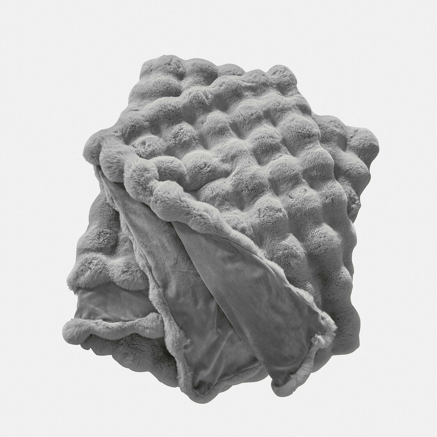 grijs Grijze Zalina plaid van zachte faux fur met fluwelen achterkant voor extra comfort