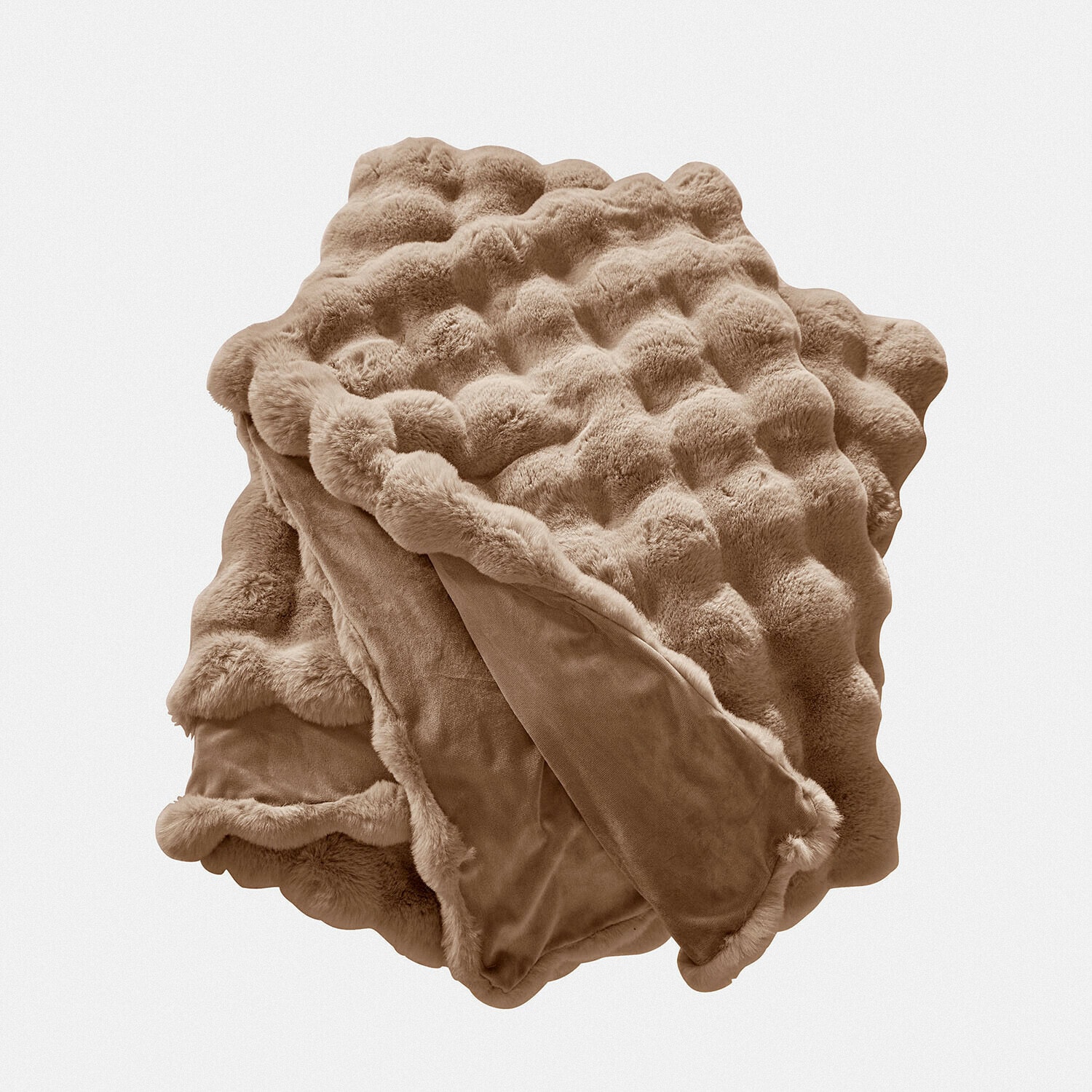 Plaid Zalina Zachte beige deken met bontpatroon en gladde achterkant, perfect voor een gezellige sfeer