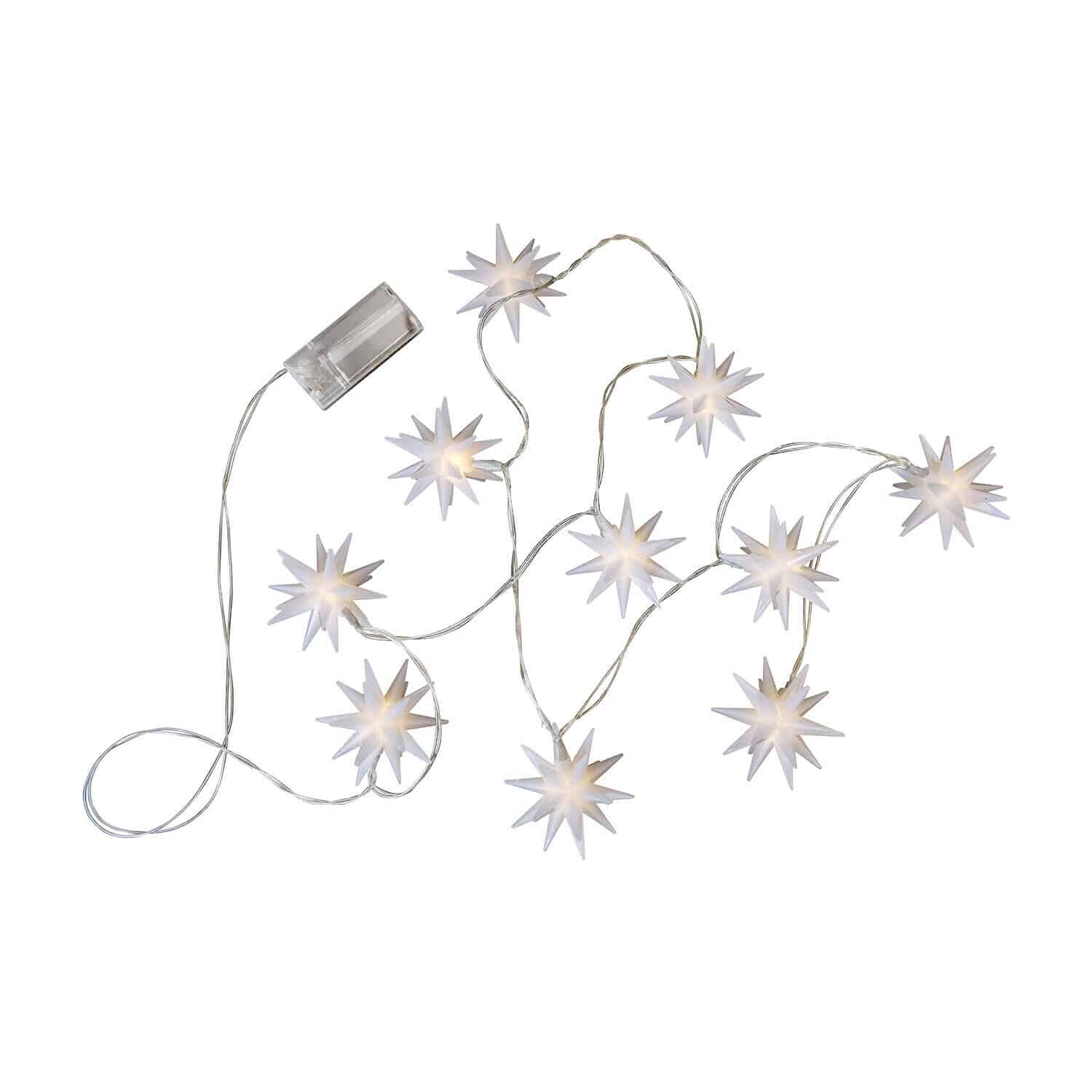 Lichtsnoer Valerino LED-lichtsnoer met witte sterren en transparante kabel voor sfeervolle kerstdecoratie