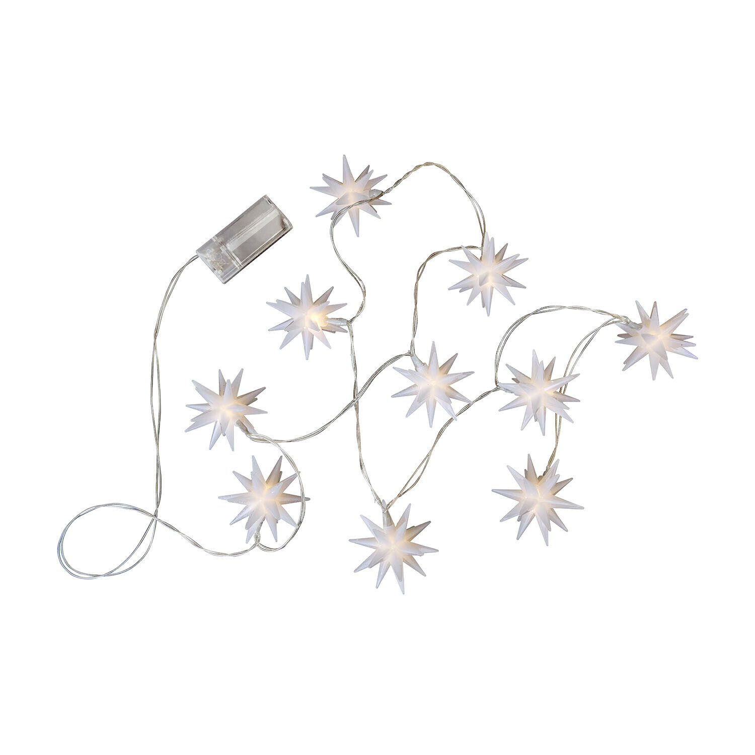 Lichtsnoer Valerino LED-lichtsnoer met witte sterren en transparante kabel voor sfeervolle kerstdecoratie