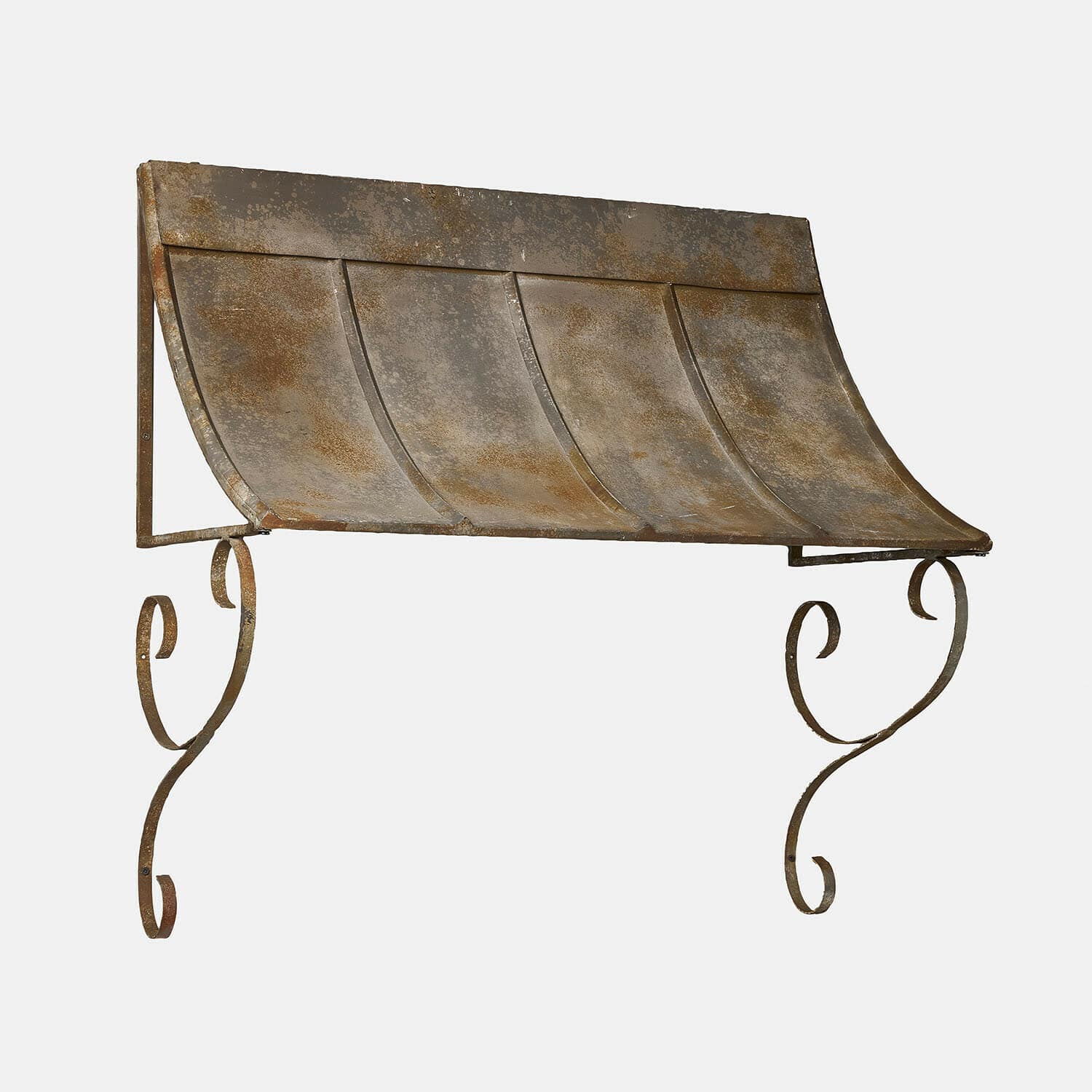 Luifel Garons-sur-Loire Metalen vintage luifel met roest en decoratieve steunen, ideale deurbescherming