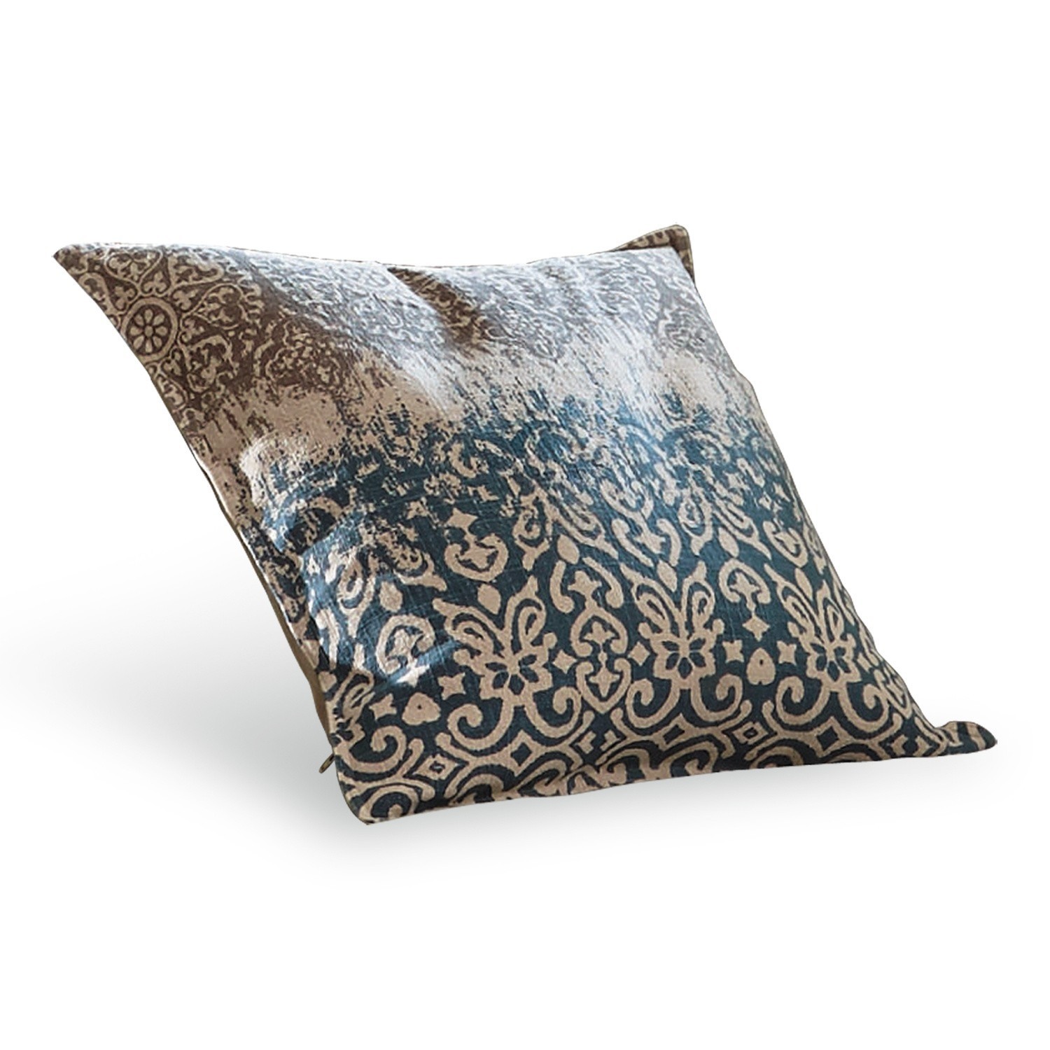 Kussen Rod Decoratieve katoenen kussenhoes met blauw-beige patroon, perfect voor woondecoratie