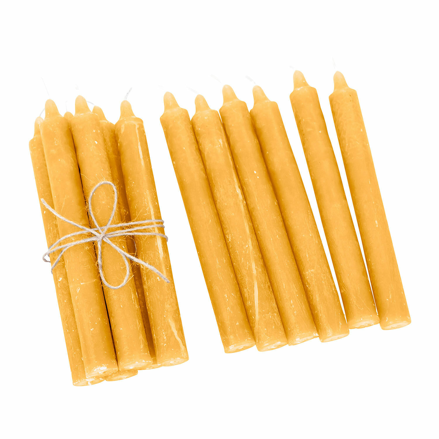 Set van 12 gele Bauceau kaarsen van was, decoratieve kaarsen voor huis en interieur
