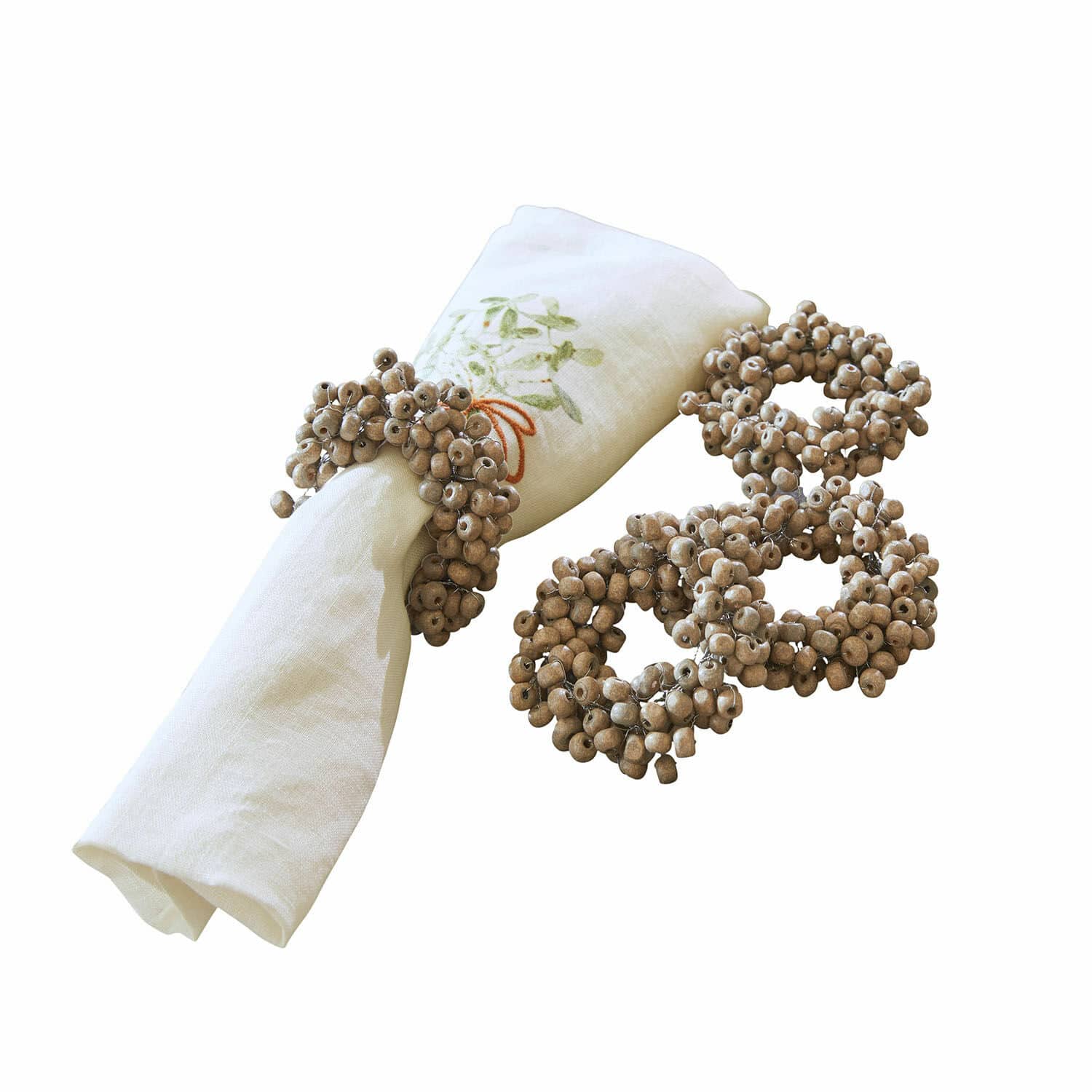 Servetring set van 4 Costavio Natuurlijke beige houten servetringen, rustieke tafeldecoratie voor feestelijke gelegenheden