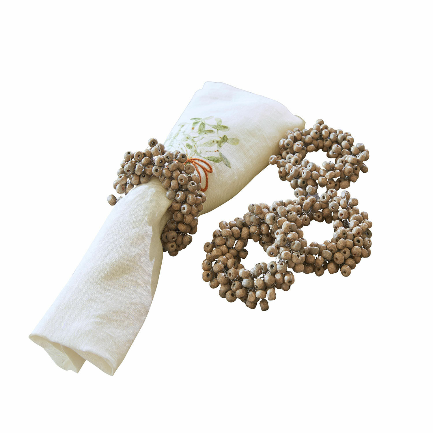 Servetring set van 4 Costavio Natuurlijke beige houten servetringen, rustieke tafeldecoratie voor feestelijke gelegenheden