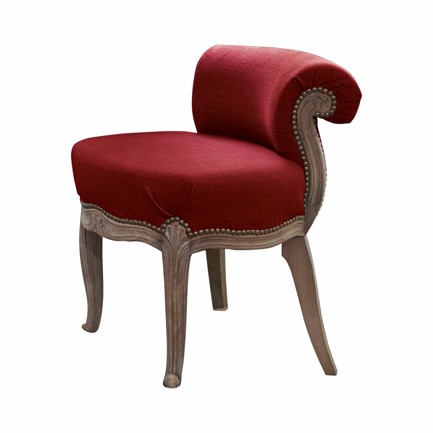 Rode Rivel fauteuil van stof met houten frame, stijlvolle woonkamermeubel