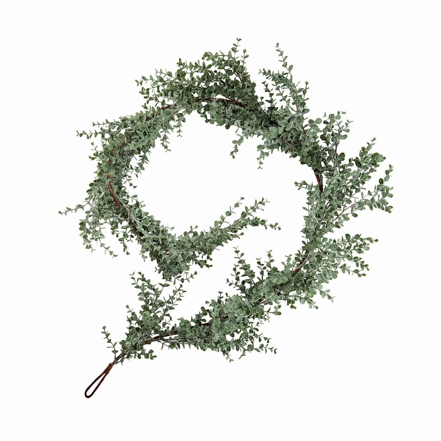 Guirlande Valerie Decoratieve krans van groene eucalyptusbladeren op bruine basis voor interieurdecoratie