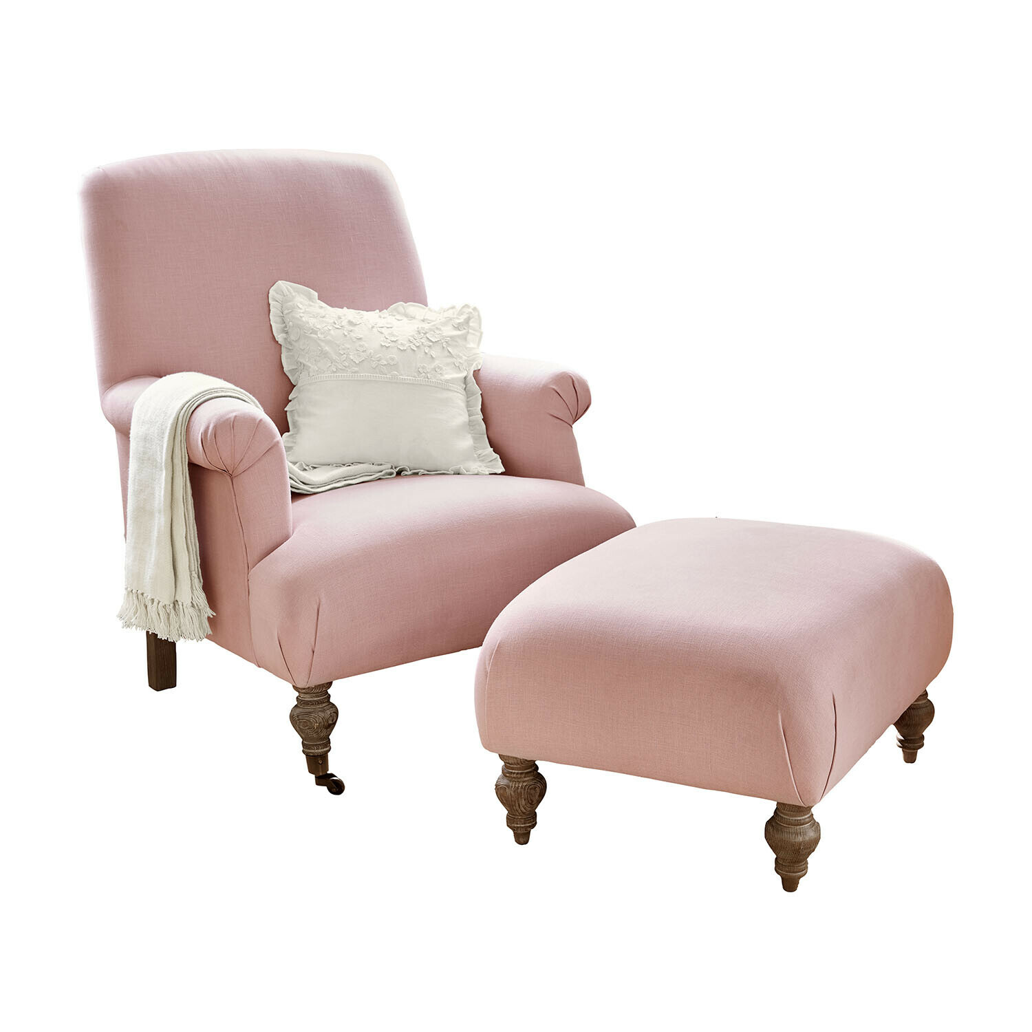 Fauteuil met hocker Rose de Lumière