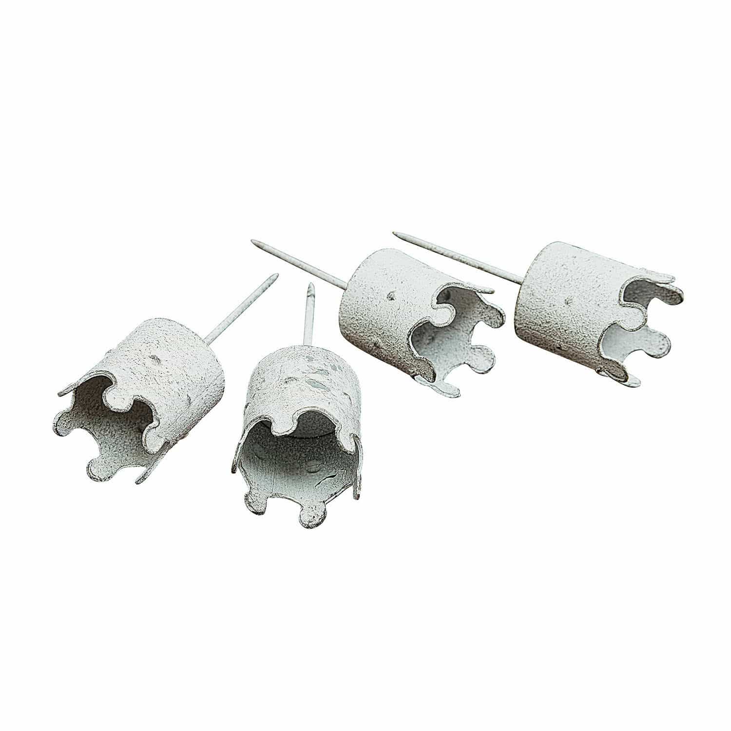 Insteekwindlicht set van 4 Venezia Set van vier grijze metalen spijkers met decoratieve uiteinden voor tuindecoratie