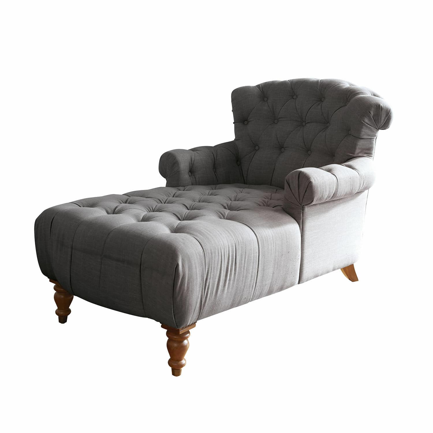 Grijze gestoffeerde Springfield Village chaise longue met houten poten voor woonkamer