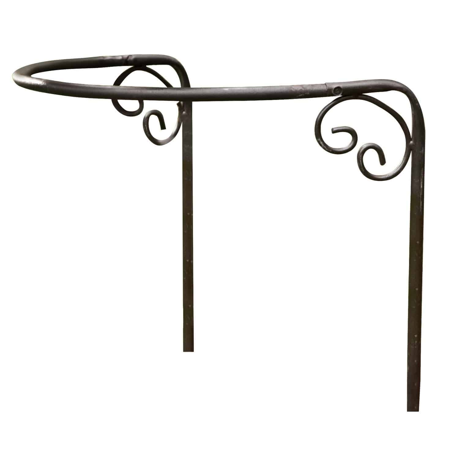 Rozensteun Cunfin Zwarte metalen plantenstandaard met sierlijke krullen voor tuin of balkon