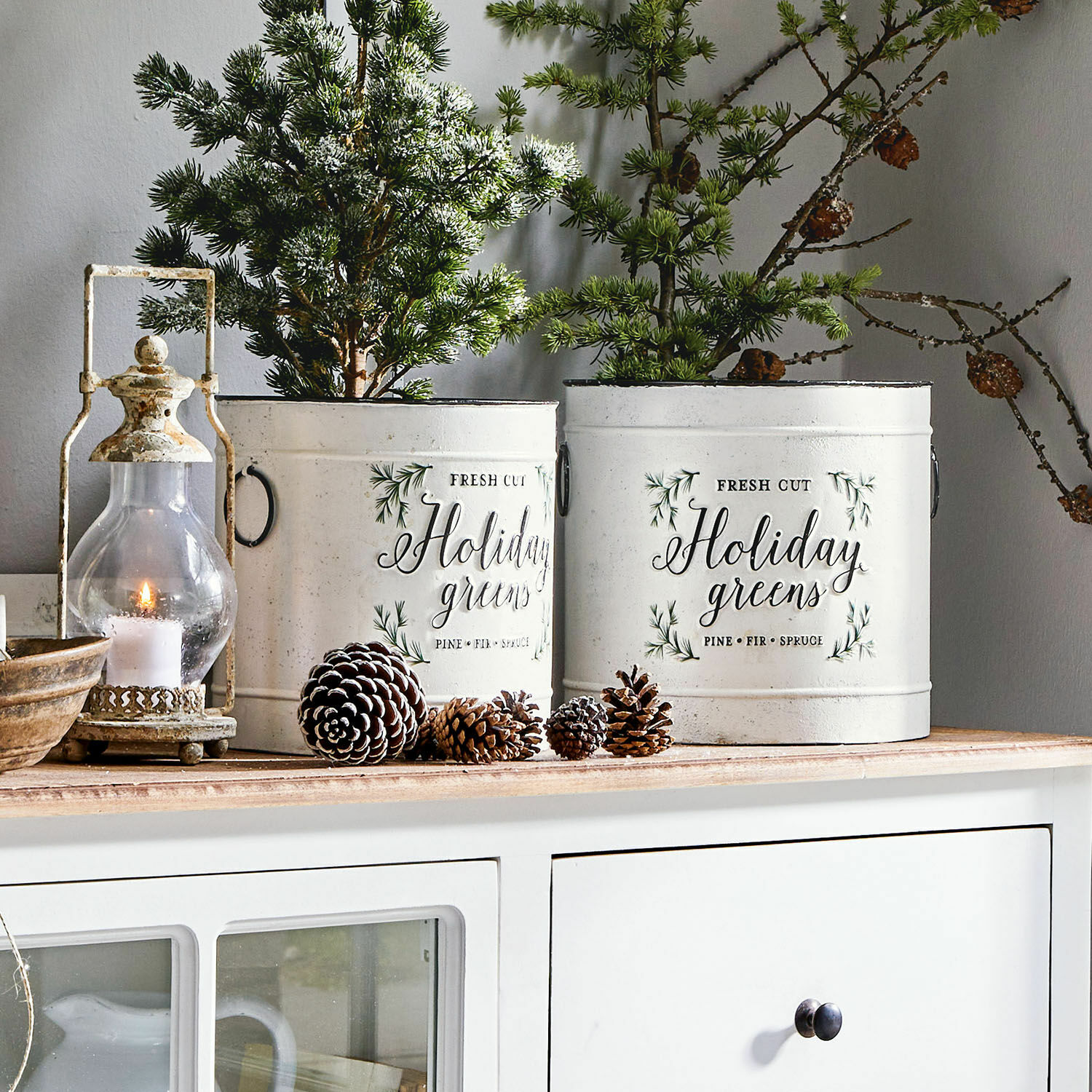 Bloempot set van 2 Holiday Greens
