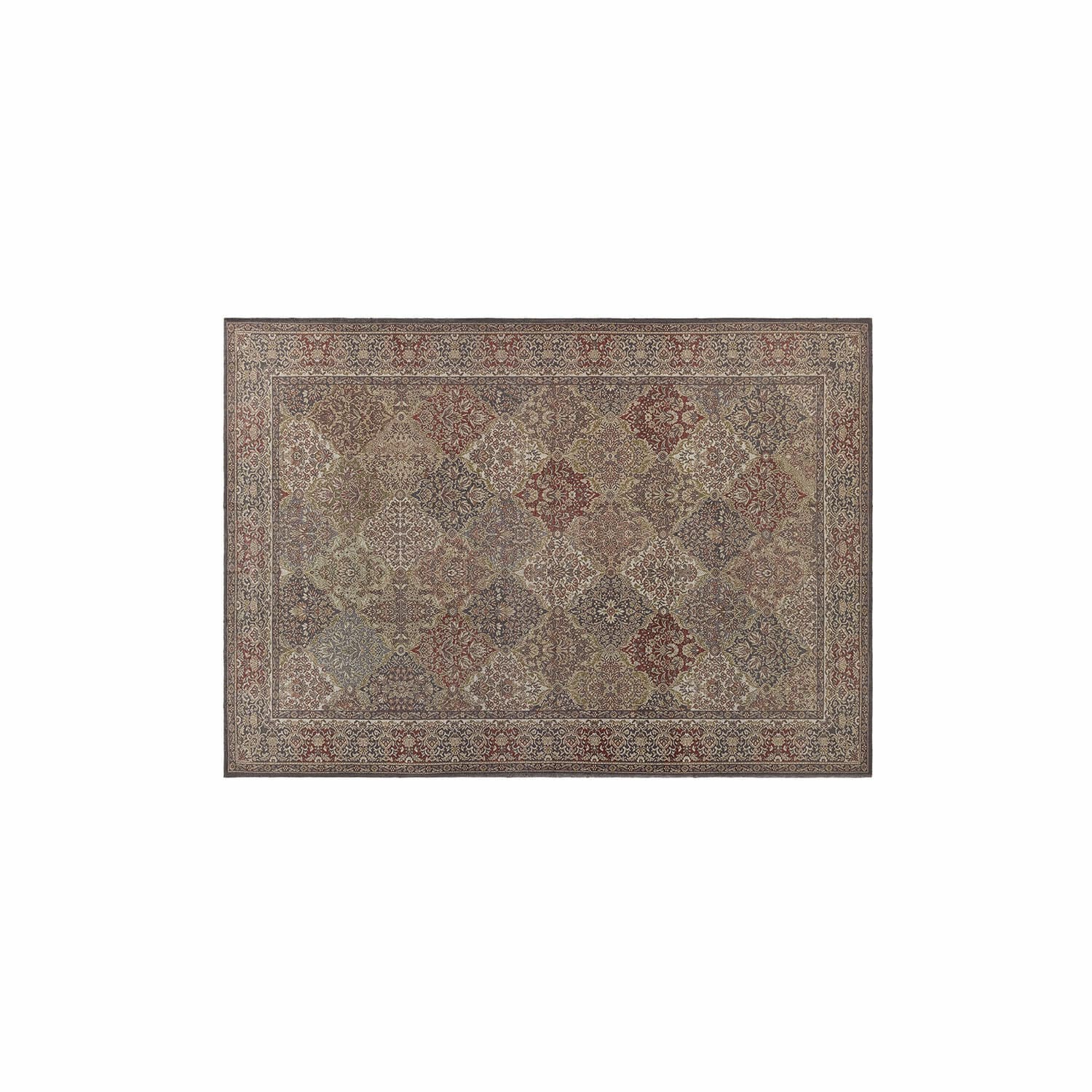 Vloerkleed voor binnen en buiten Malhira Patchwork vloerkleed in bruine en rode tinten, decoratief en stijlvol voor de woonkamer