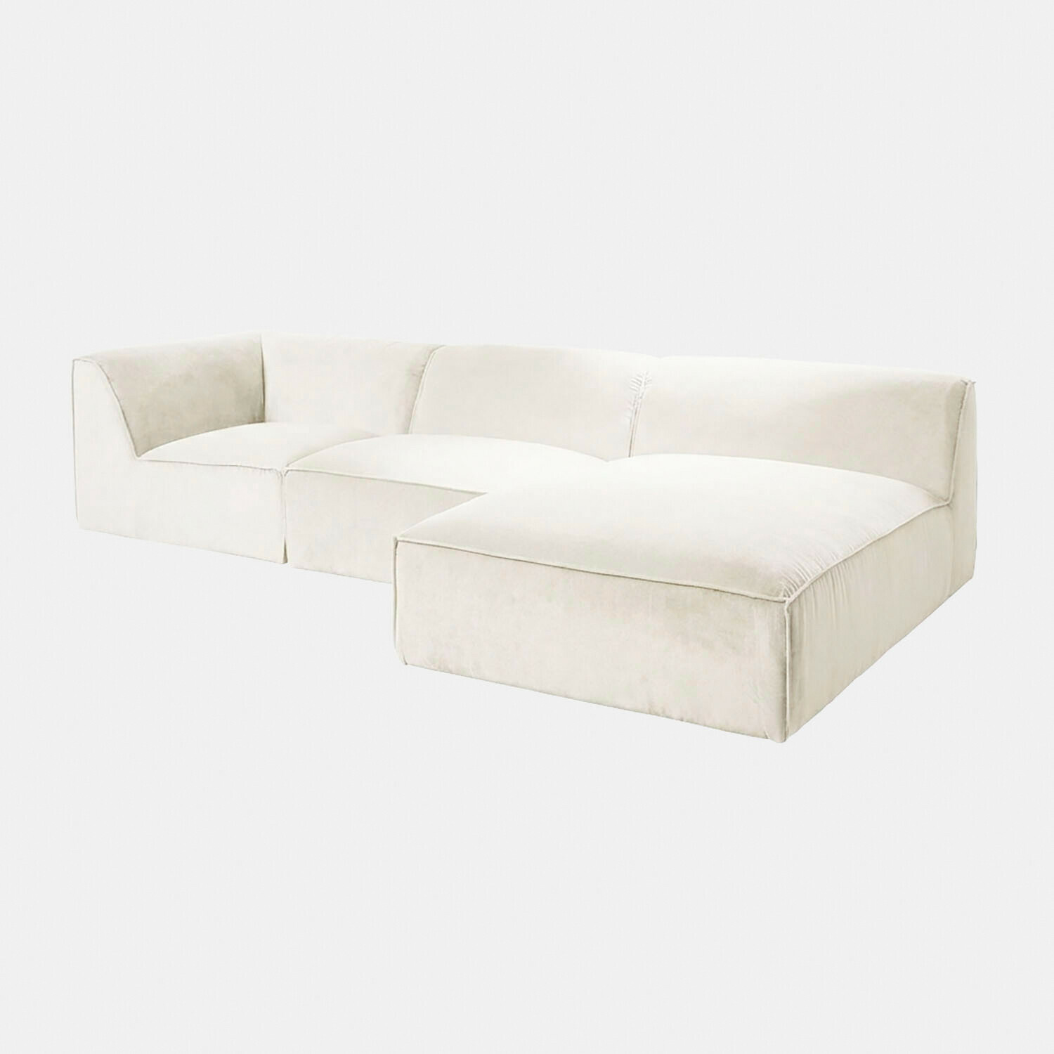 crème Modulair McLean bankstel in crèmekleurige zachte stof, modern ontwerp voor woonkamer