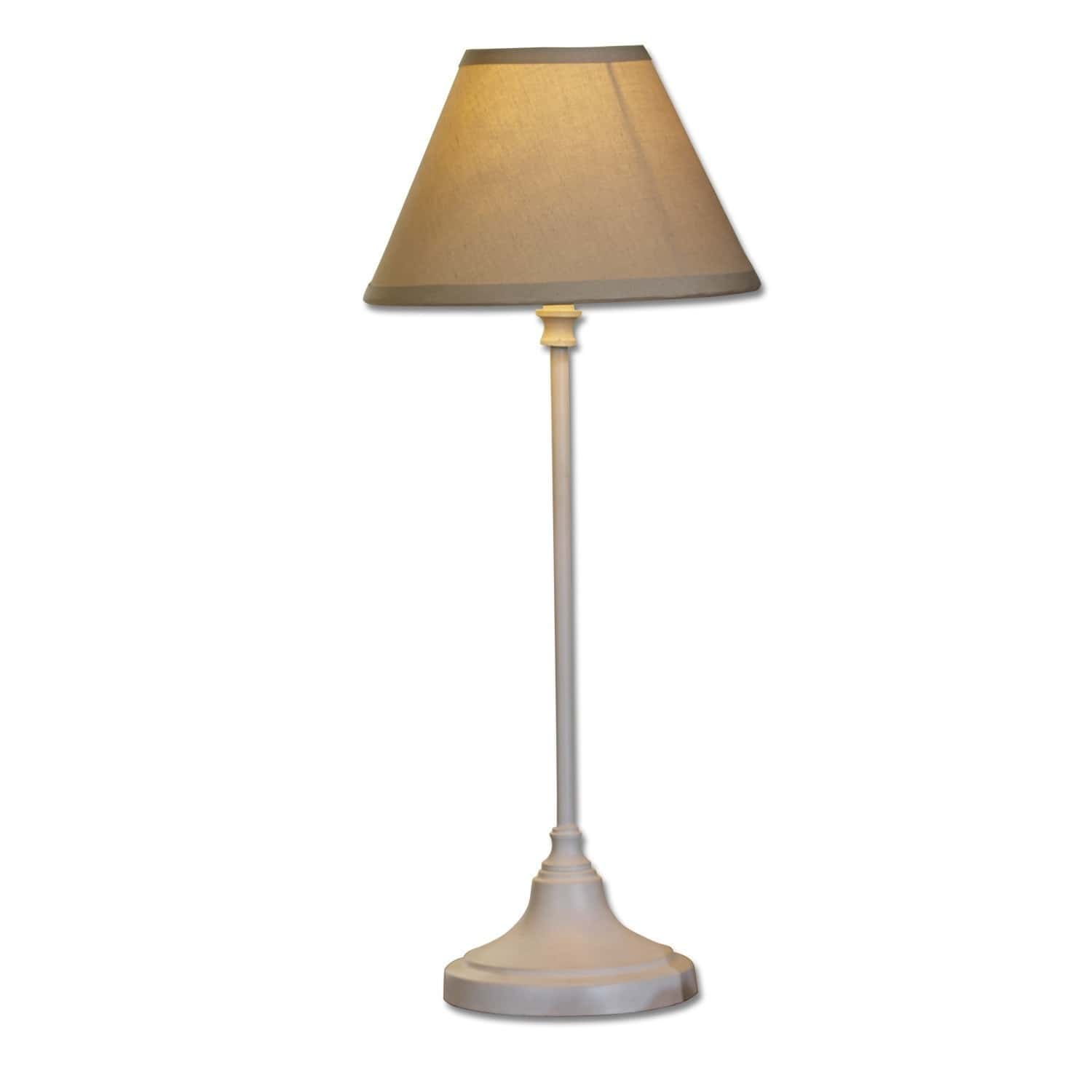 Tafellamp Swindon Klassieke tafellamp met beige kap en witte voet, ideaal voor woonkamer en slaapkamer
