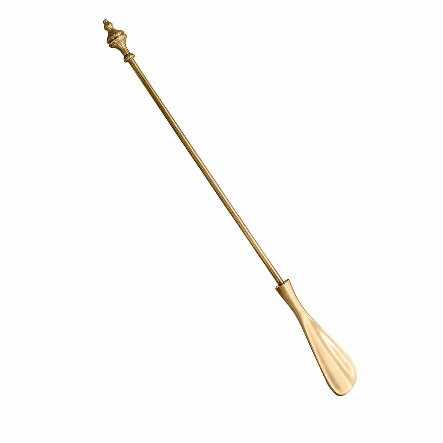 Schoenlepel Orveline Elegante gouden metalen schoenlepel met decoratieve handgreep, praktisch huisaccessoire