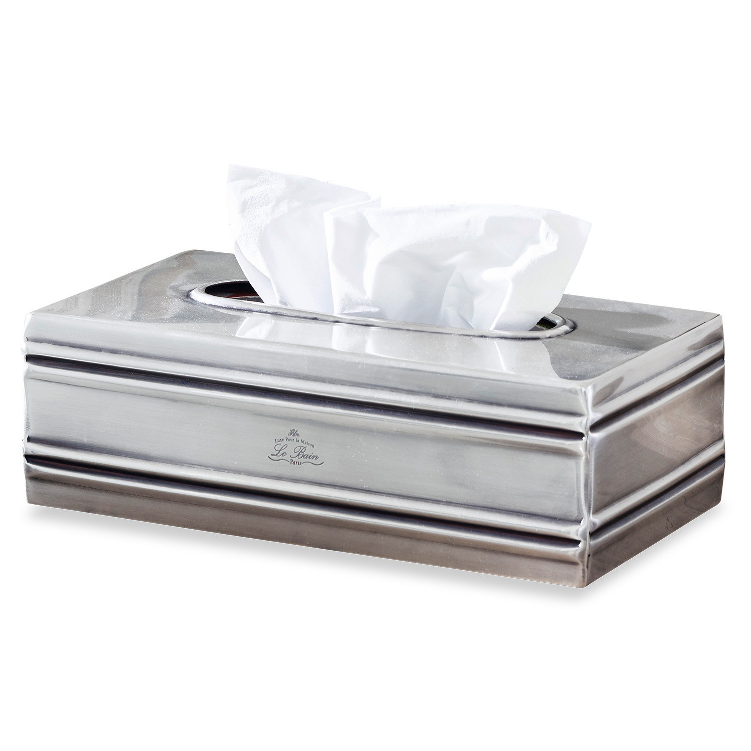 Tissuebox Suzette Zilverkleurige metalen tissuebox met elegant design voor badkamer of woonkamer