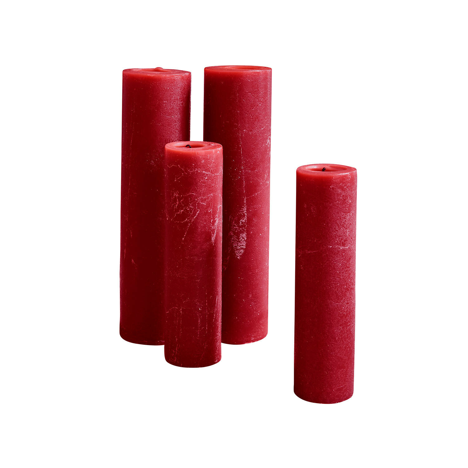 Set van 4 rode Avinal kaarsen van was, interieurdecoratie, decoratieve kaarsen