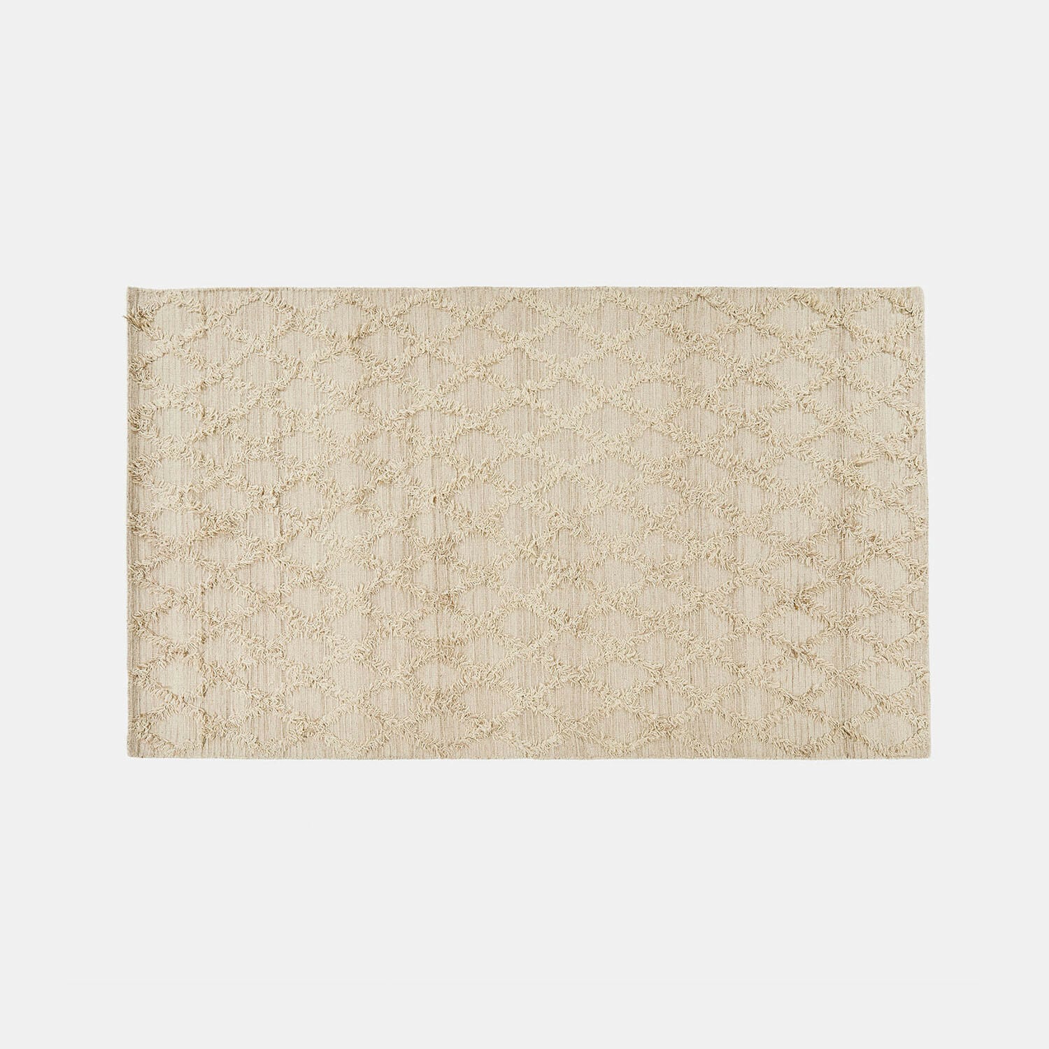 Vloerkleed Yoann Beige vloerkleed met geometrisch patroon van zacht materiaal, ideaal voor woonkamer of slaapkamer