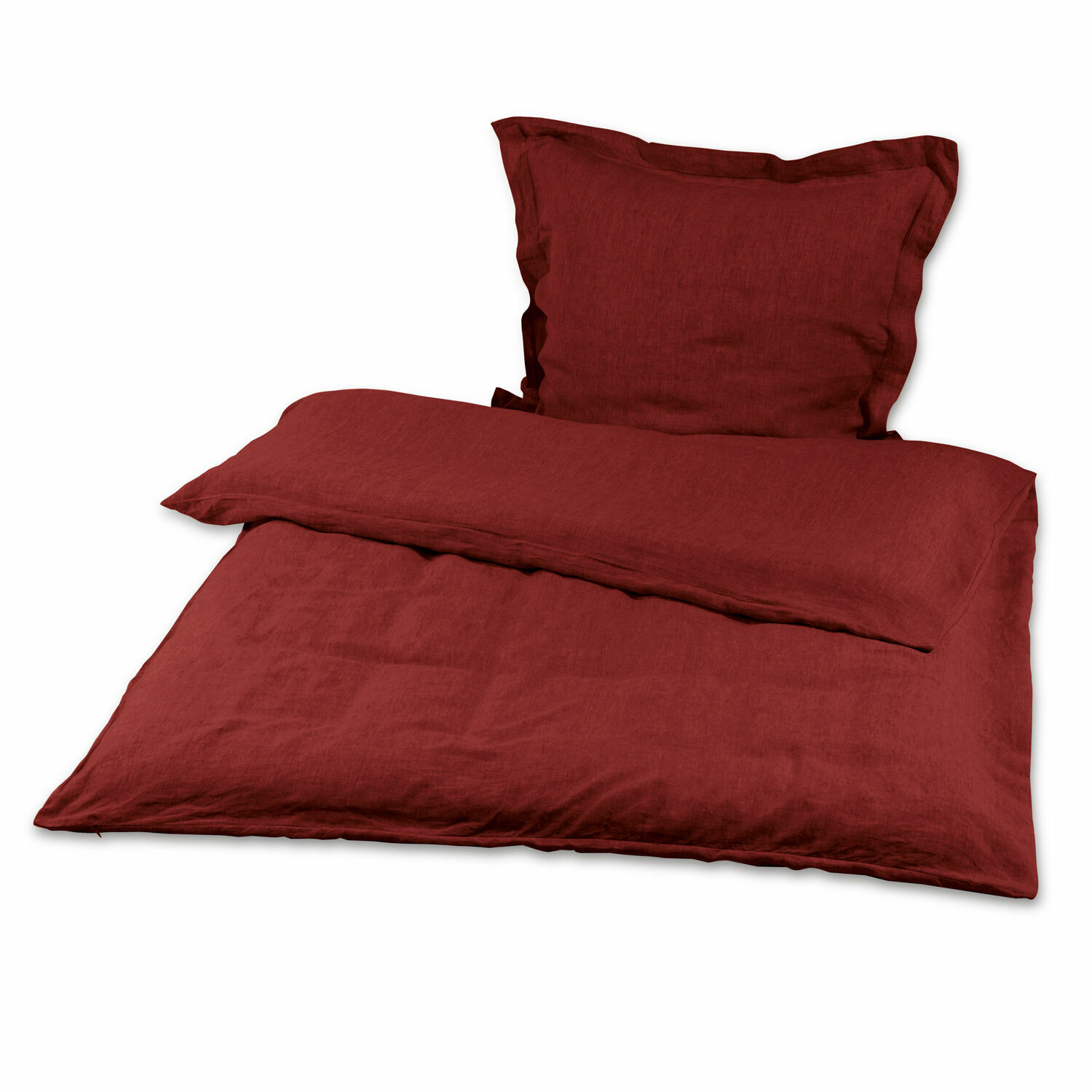 Rood linnen Kilanema beddengoed, zacht en comfortabel, ideaal voor een stijlvolle slaapkamer