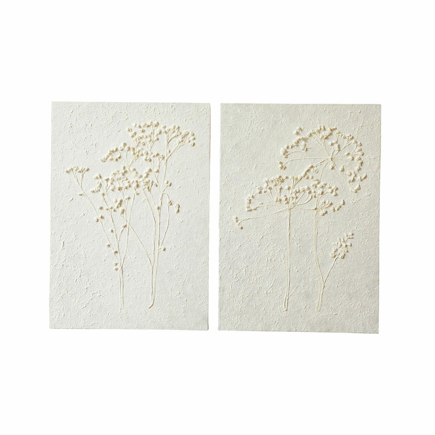 Afbeelding set van 2 Tiloren Set van twee witte wanddecoraties met plantaardig reliëf van natuurlijk materiaal voor woonkamer