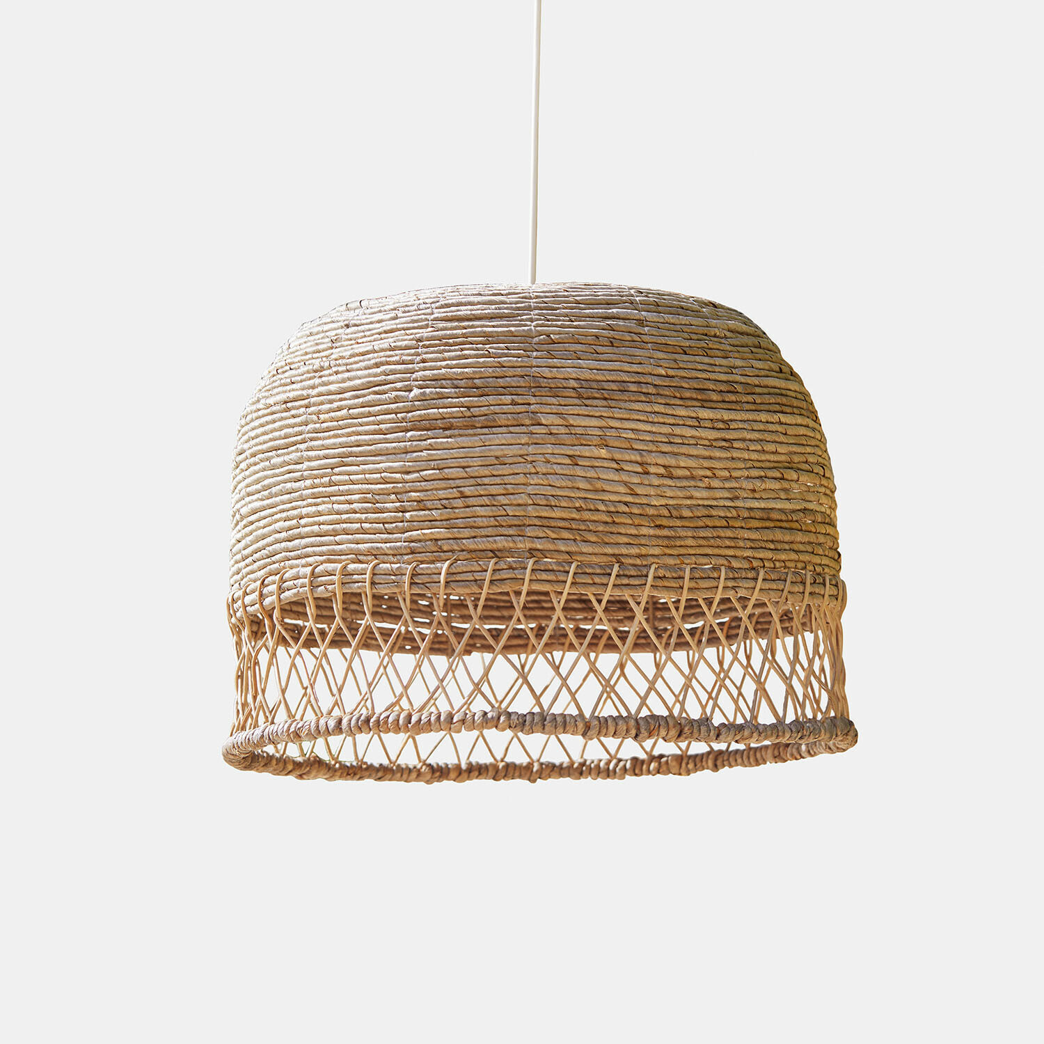 Lampenkap Mirellos Hanglamp met natuurlijke beige gevlochten rotan kap in boho stijl
