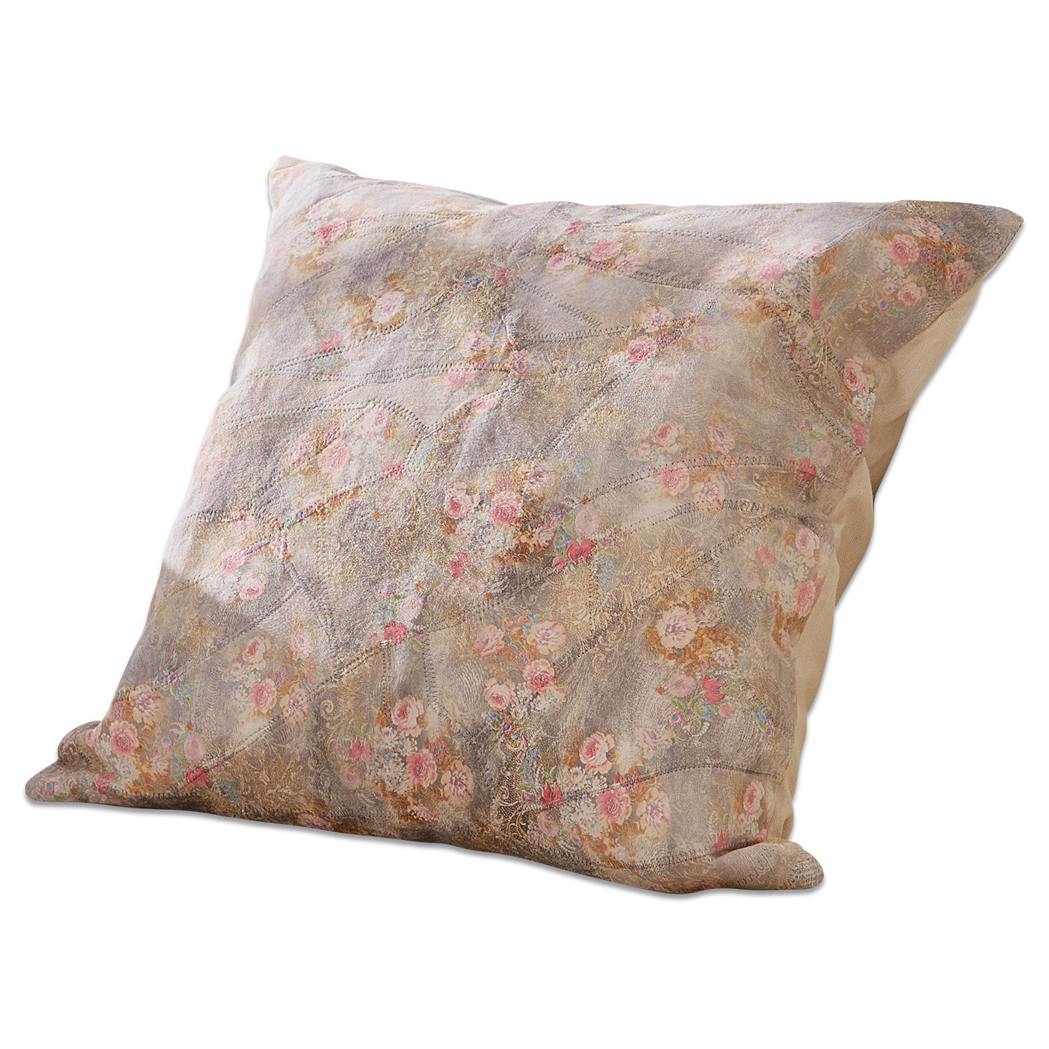 Kussen Veronique Decoratief kussen met pastelkleurig bloemenpatroon, zachte stof, vintage stijl