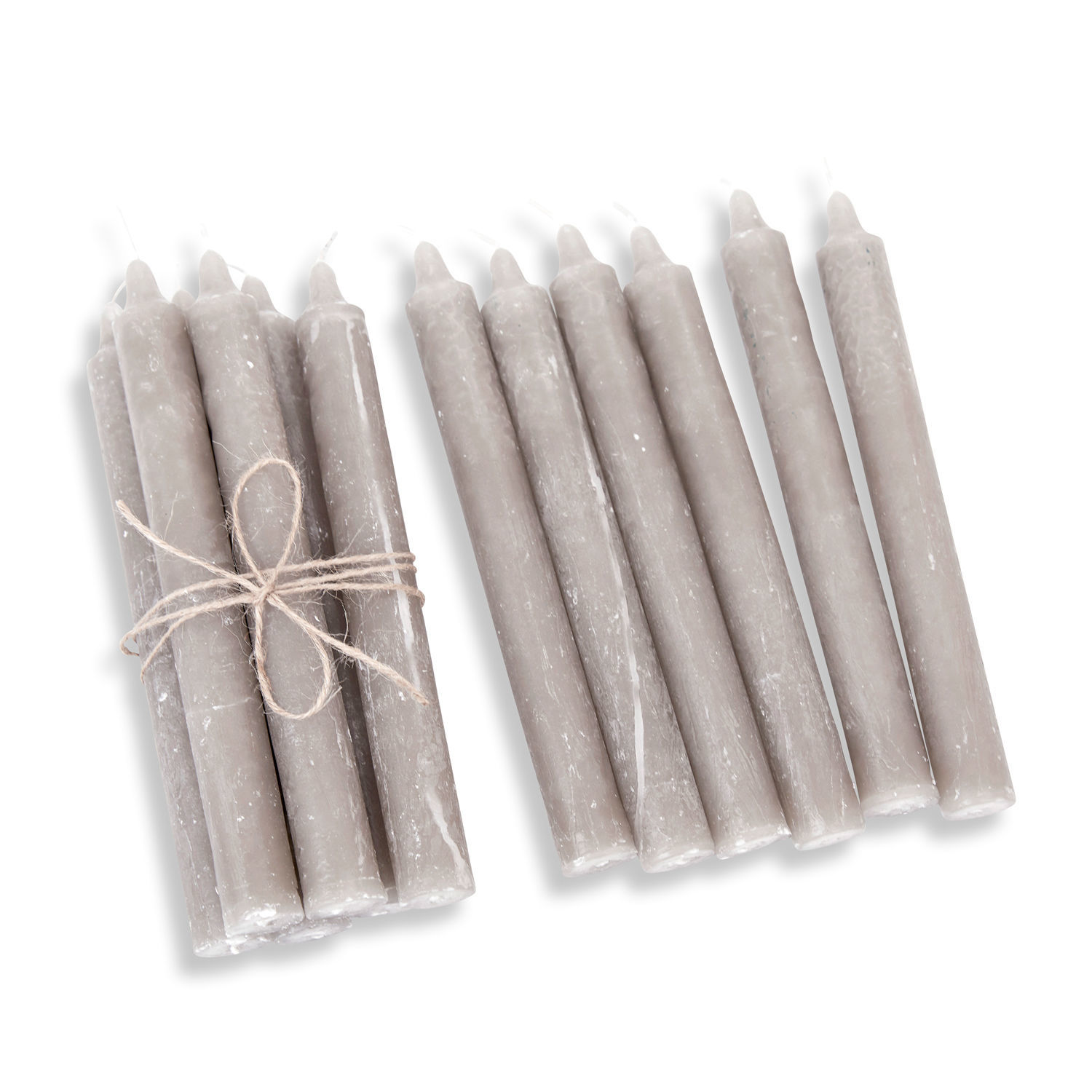 Set van 12 taupekleurige kaarsen van was, sfeervolle woondecoratie en verlichting