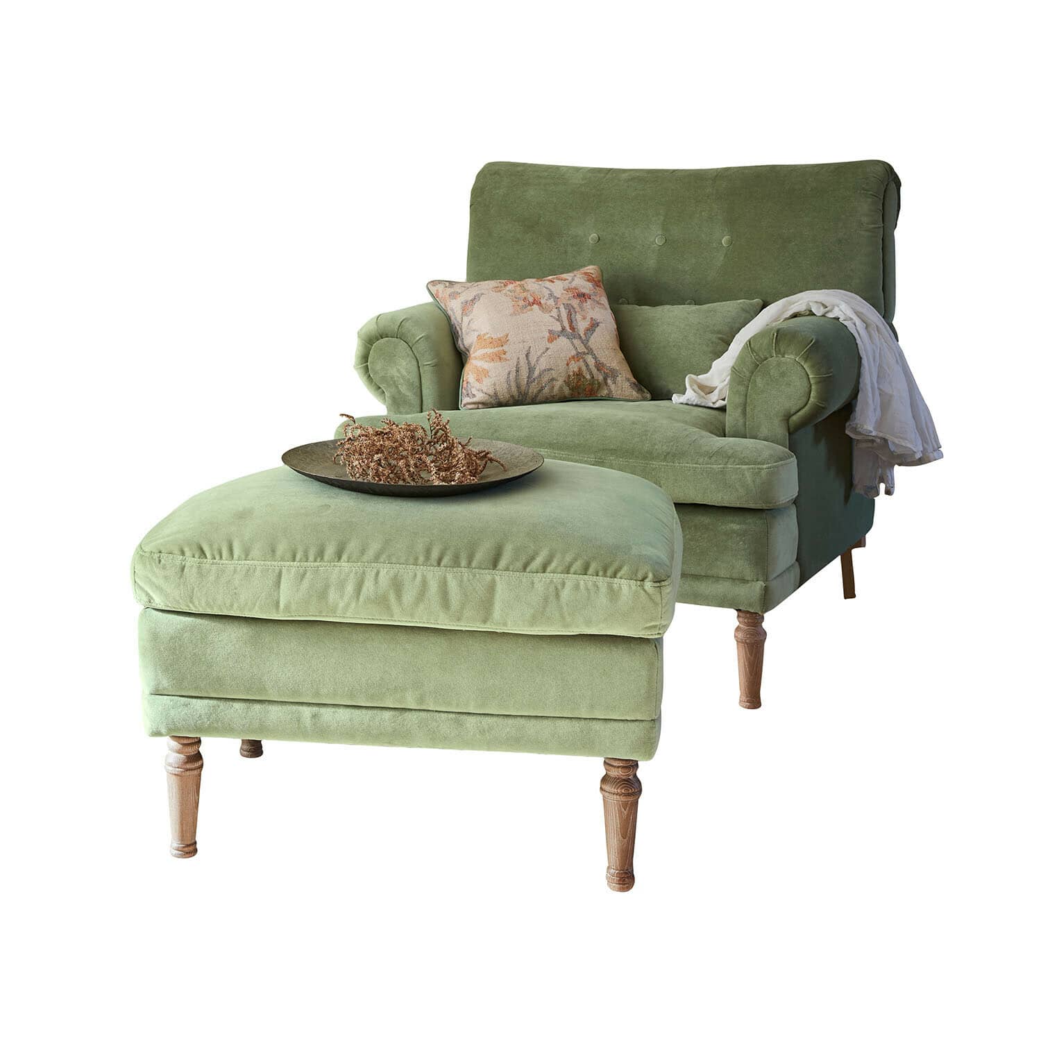 Fauteuil met hocker Éclat Émeraude