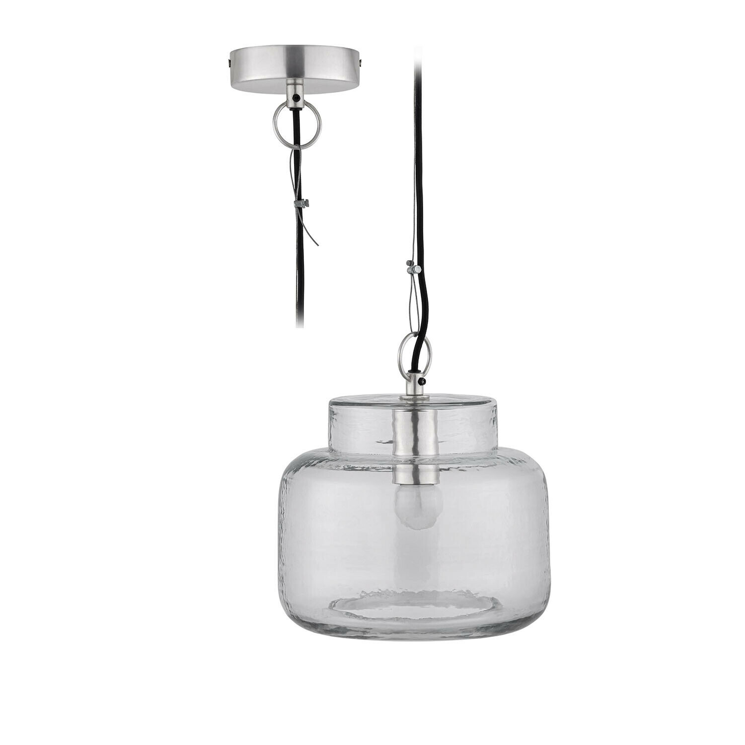 Hanglamp Vernadoux Hanglamp van helder glas met metalen bevestiging, moderne plafondverlichting voor binnen