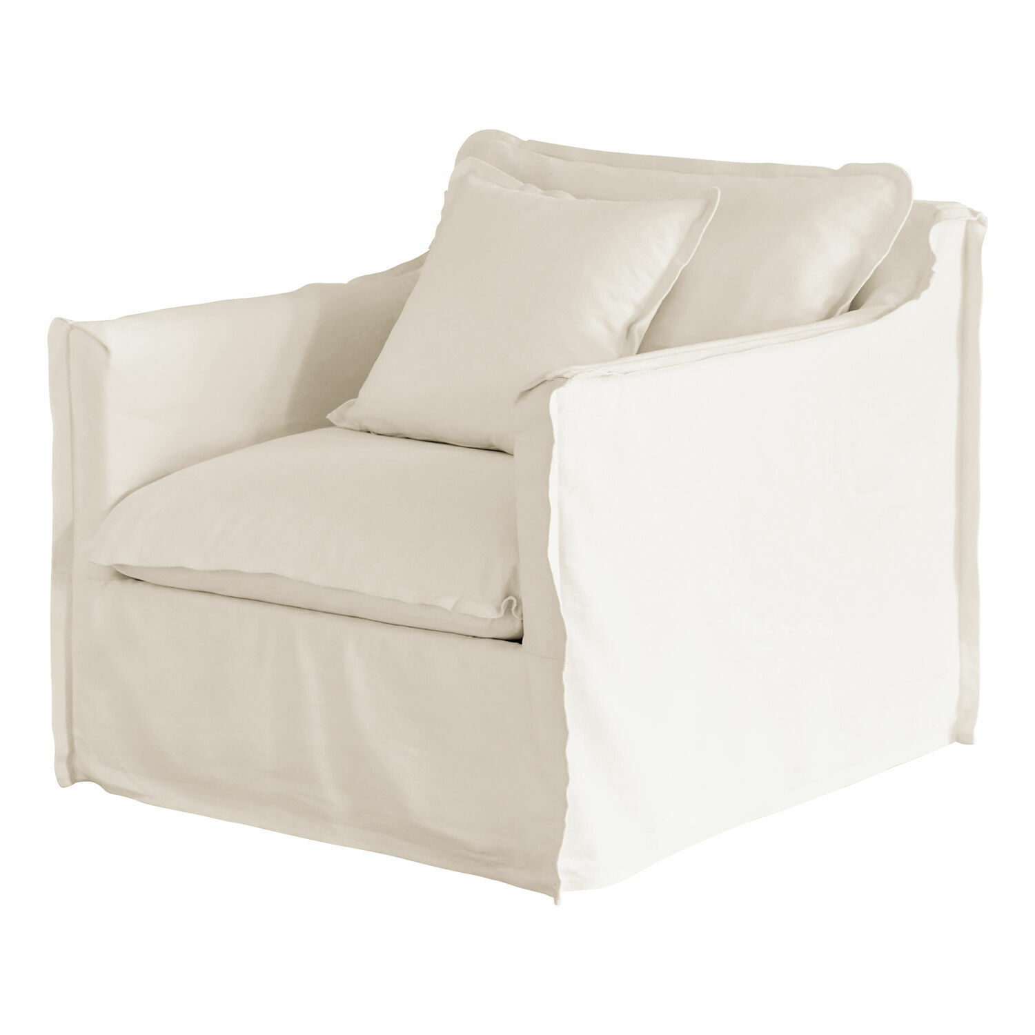 Fauteuil Tienen Beige stoffen fauteuil met zachte kussens, comfortabele stoel voor woonkamer