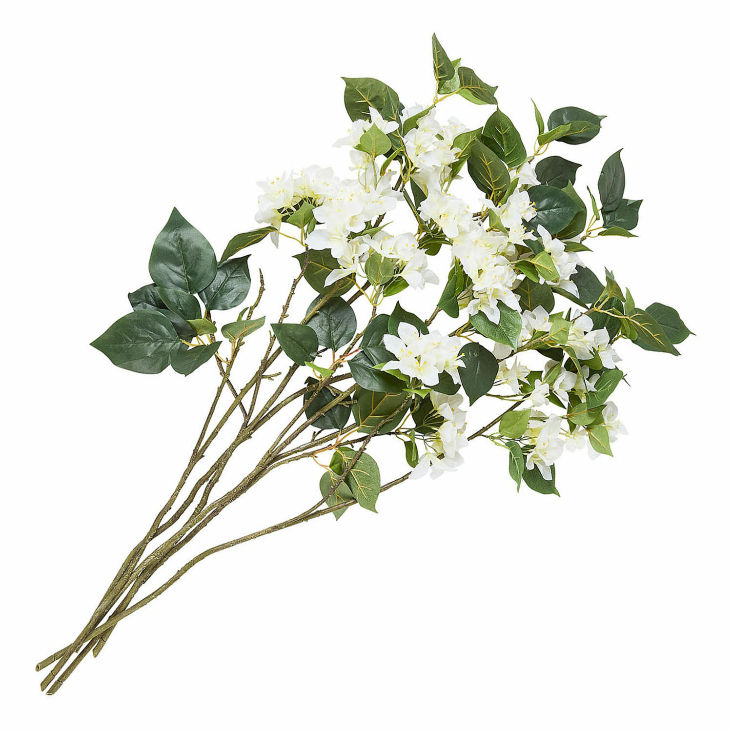 Decoratieve bloem set van 6 Nireval Bos witte kunstbloemen met groene bladeren voor interieurdecoratie