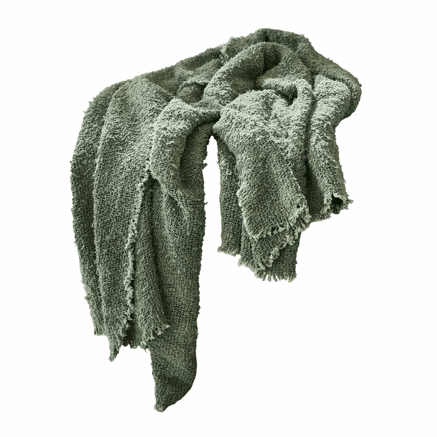 Plaid Juliana Zachte groene katoenen sjaal met losse brei, ideaal voor koele dagen en modieuze accessoires