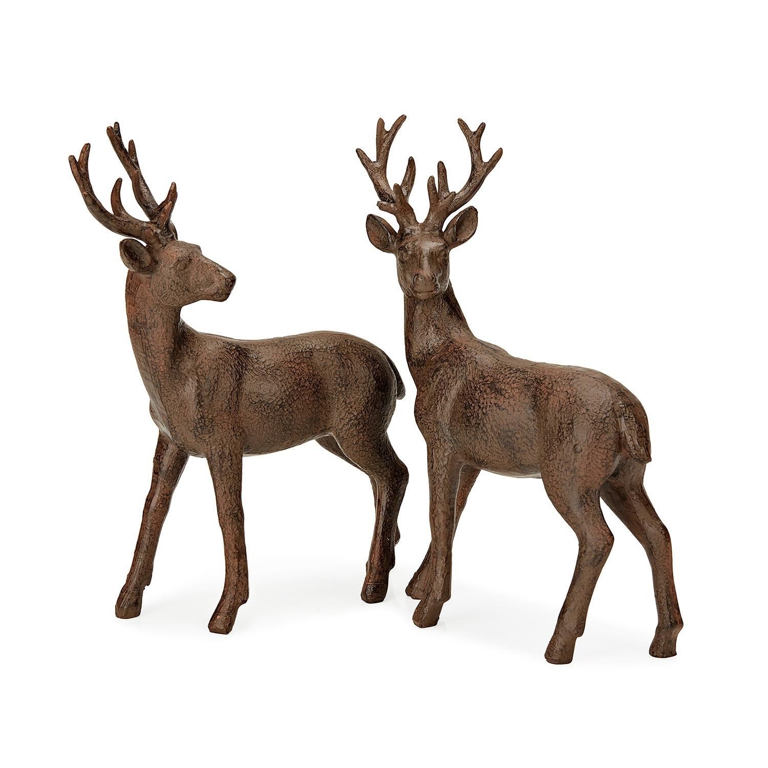 Hert set van 2 Cagny Set van twee bruine decoratieve herten van metaalachtig materiaal voor interieurdecoratie