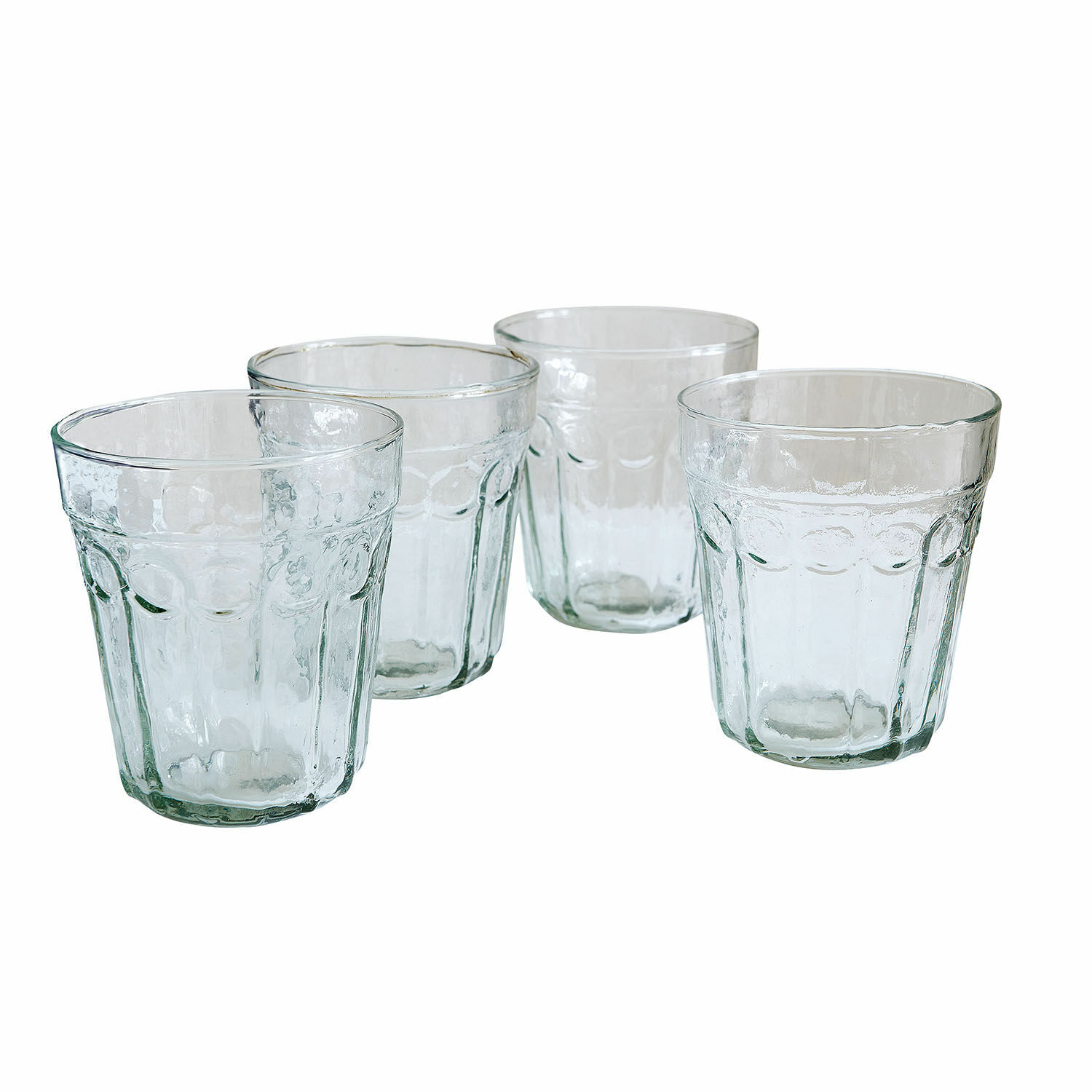 Glas set van 4 Alizande Set van vier doorzichtige glazen van dik glas met gestructureerd oppervlak voor dranken