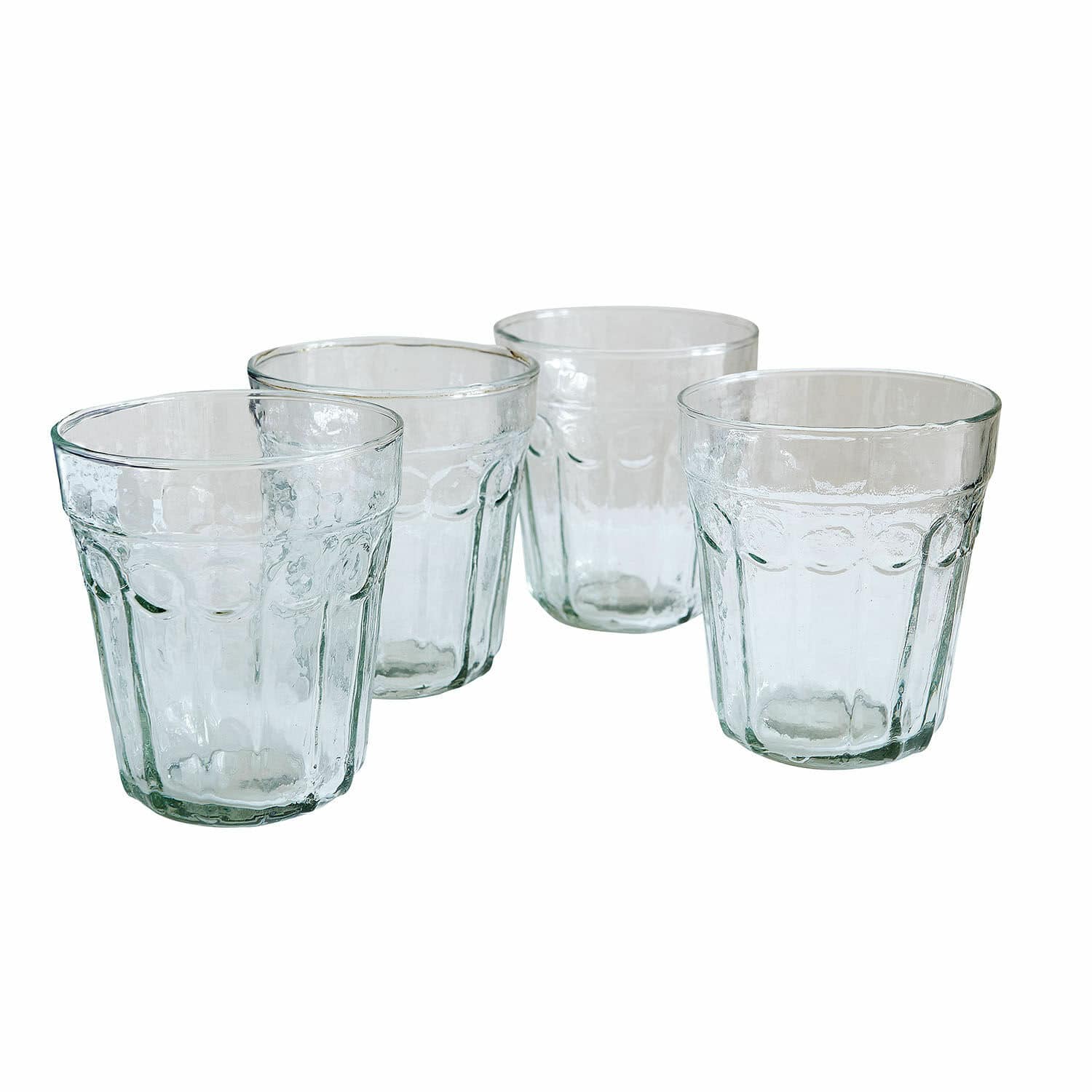 Glas set van 4 Alizande Set van vier doorzichtige glazen van dik glas met gestructureerd oppervlak voor dranken