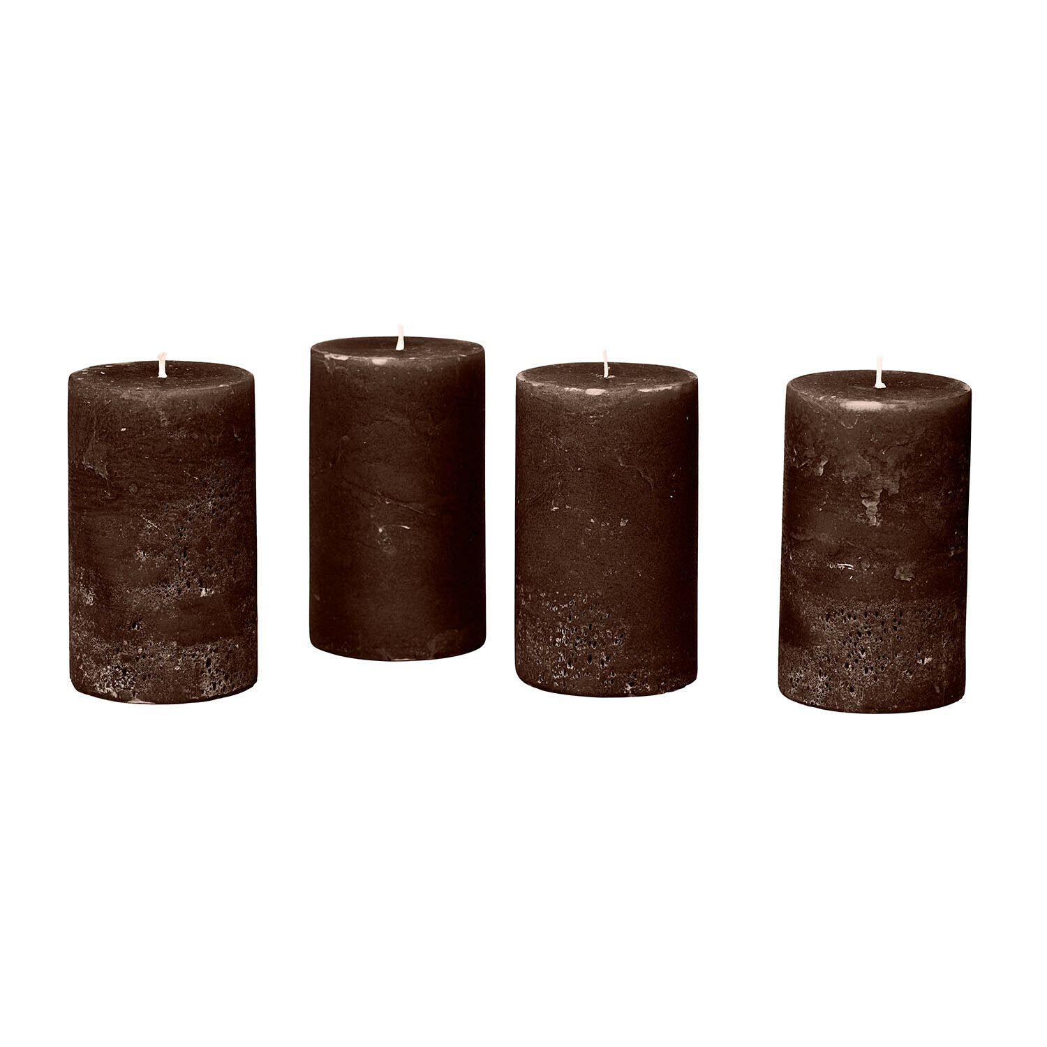 Set van 4 donkerbruine Braga kaarsen van natuurlijke was voor sfeervolle interieurverlichting