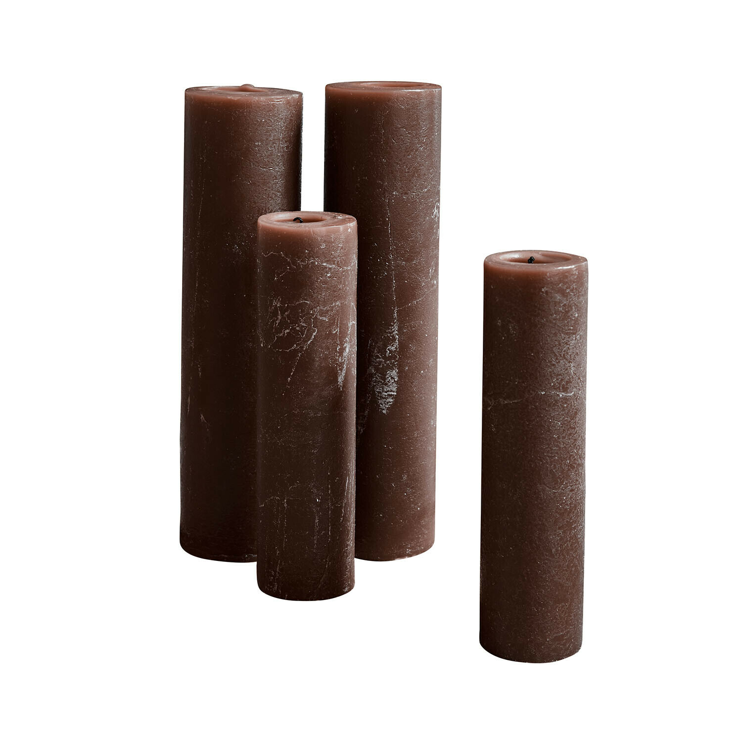 Set van 4 Avinal kaarsen in donkerbruin was, rustieke woondecoratie