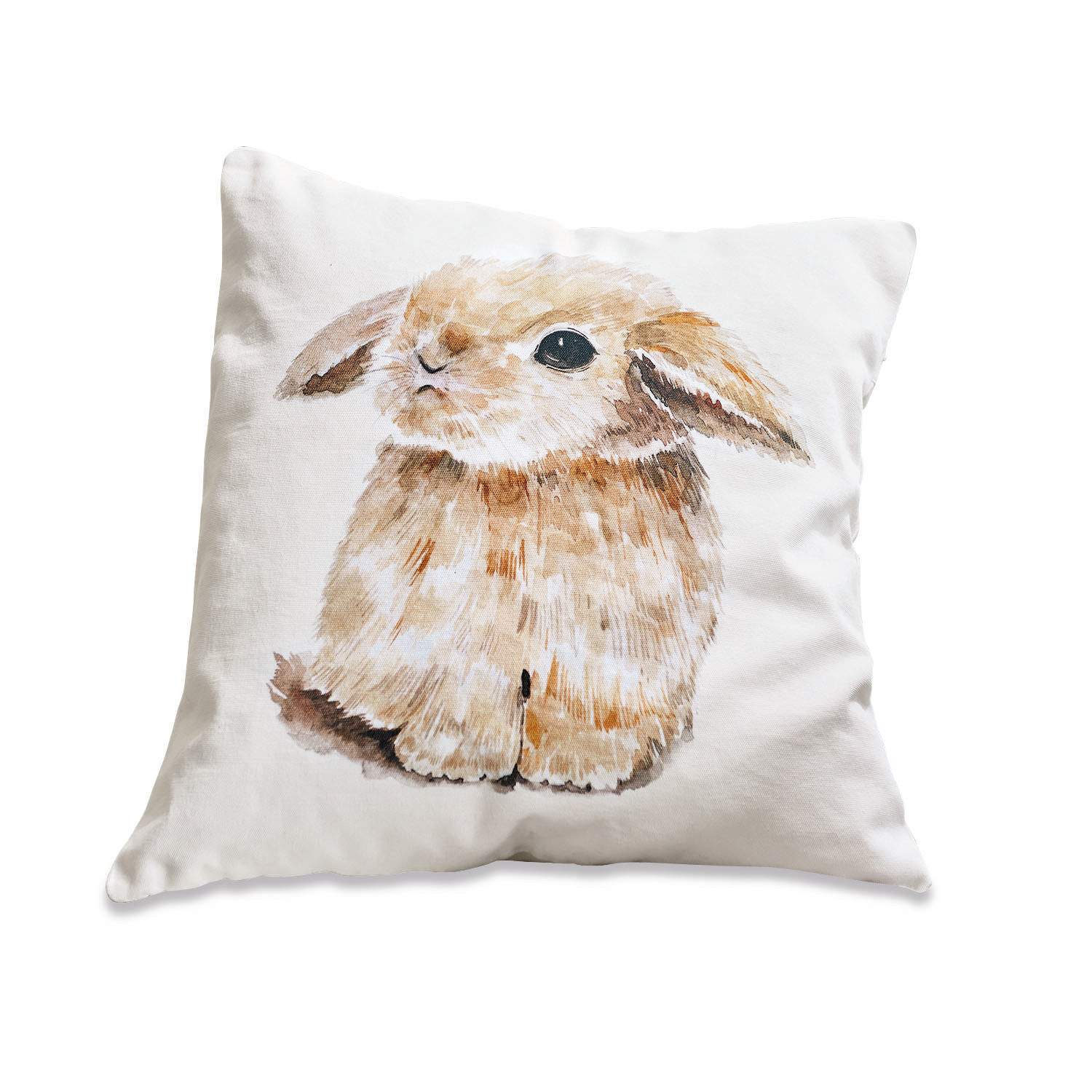 Kussenhoes Florentina Witte kussen met bruine konijnprint, decoratief en zacht voor de woonkamer