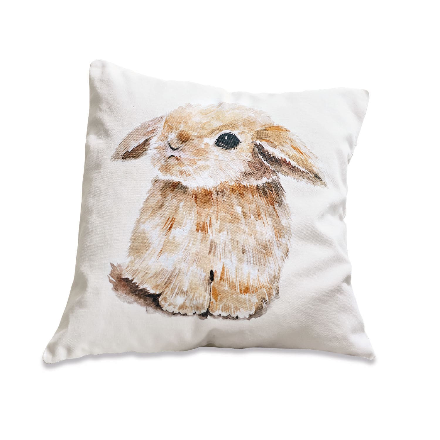Kussenhoes Florentina Witte kussen met bruine konijnprint, decoratief en zacht voor de woonkamer