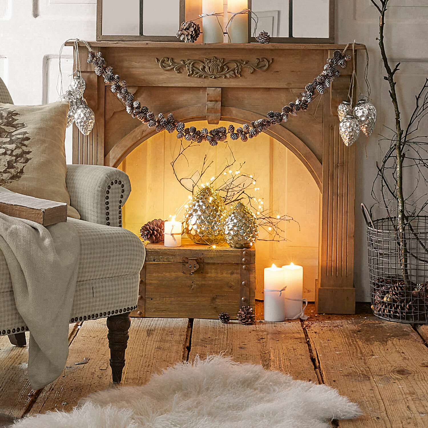 Led-dennenappel set van 2 Ibaque