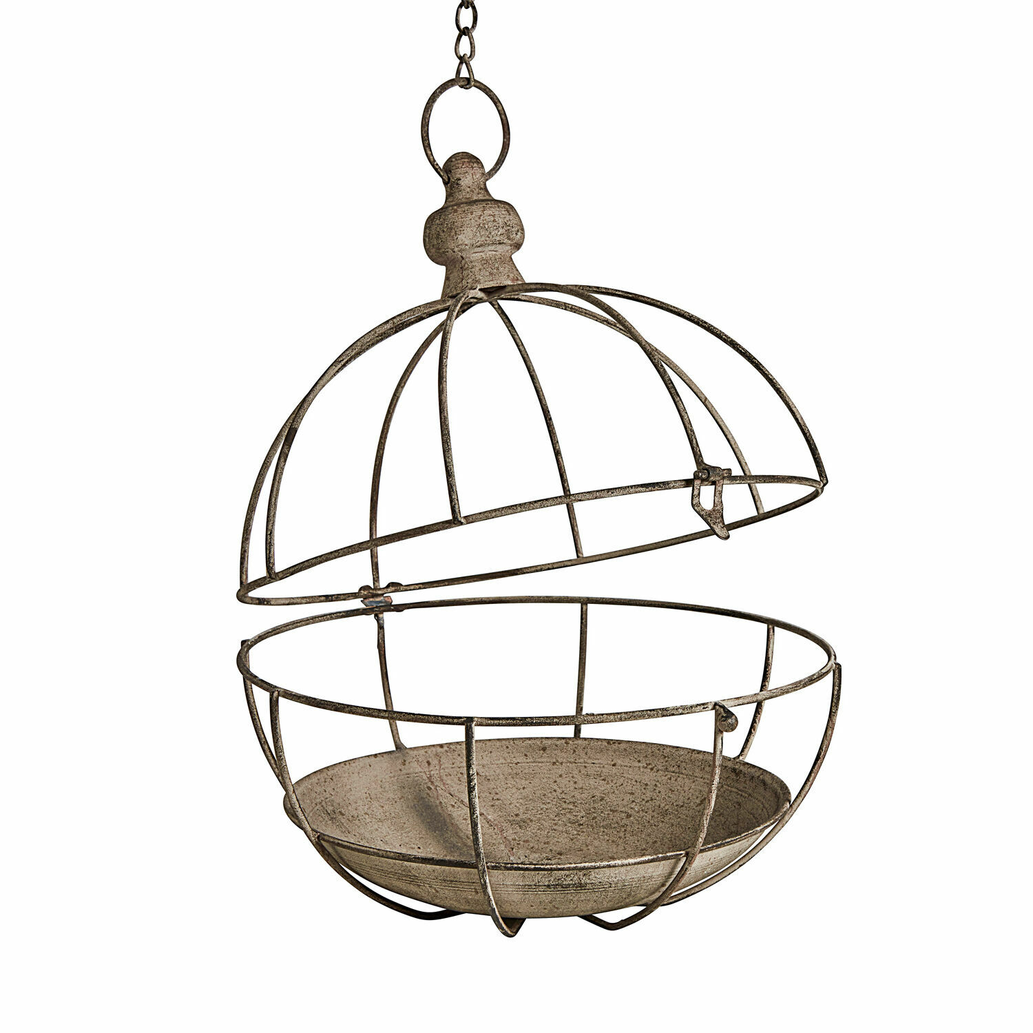 Volière Valère Decoratieve metalen kooi in antiekbruin om op te hangen, decoratie voor binnen en buiten