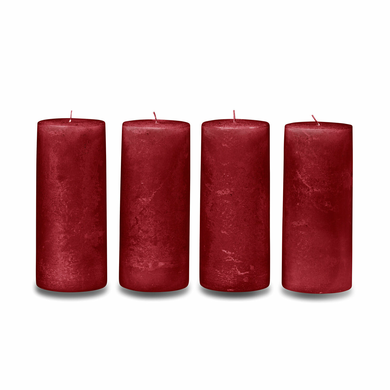 rood Set van 4 rode waskaarsen, klassieke woondecoratie, sfeervolle kaarsen