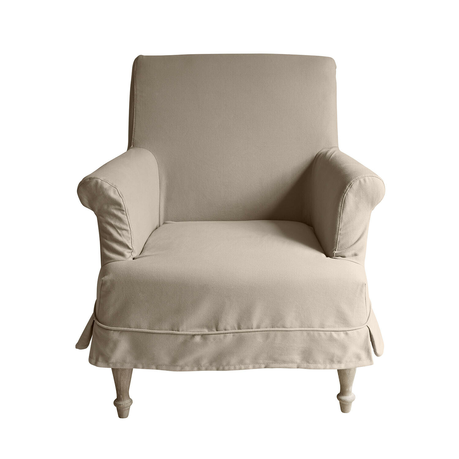 Fauteuil Everleighs taupekleurig van katoenen stof, comfortabele zitmeubel voor woonkamer