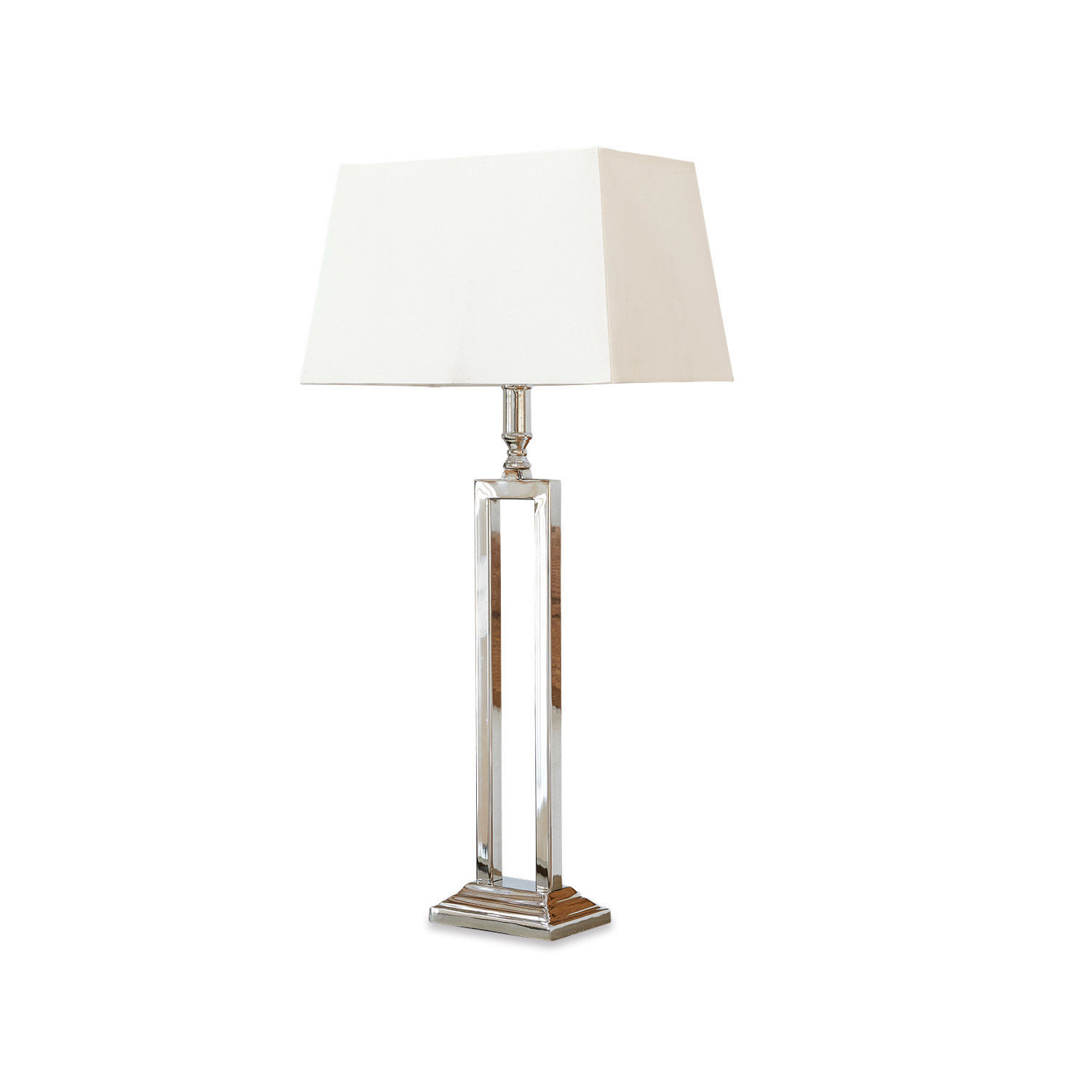 Tafellamp Kinshaa Elegante tafellamp met metalen voet en witte kap voor woonkamer en slaapkamer