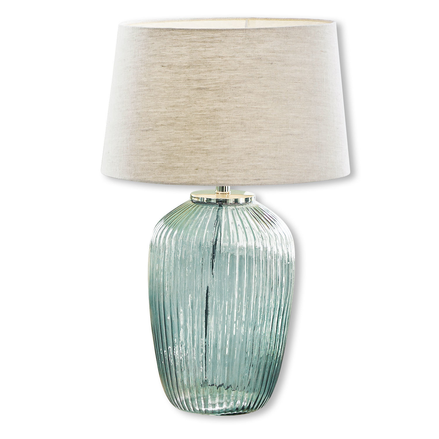 crème/groen Tafellamp Fenis van groen glas met crèmekleurige kap, decoratieve verlichting voor woonkamer
